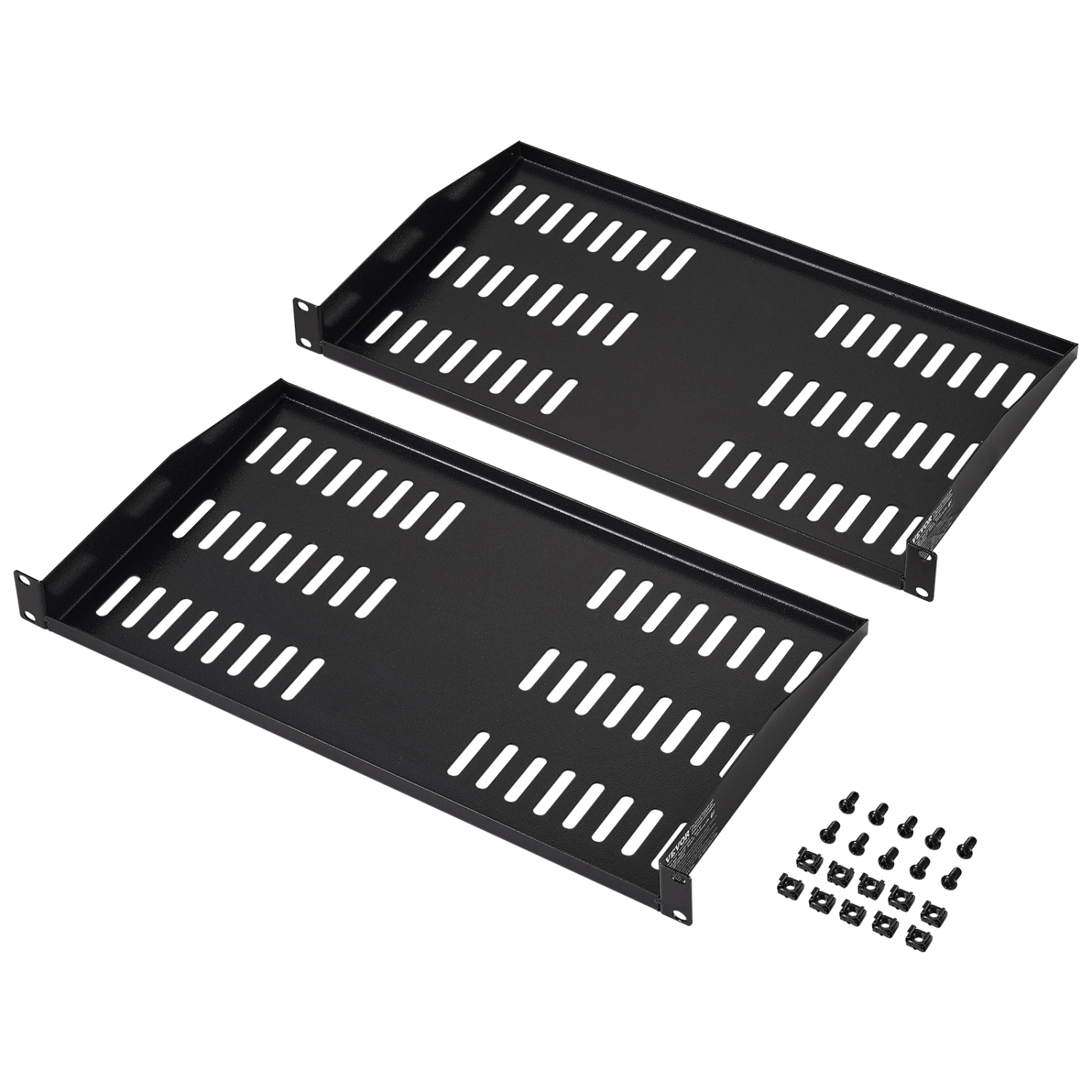 VEVOR 2PCS 1U Server Rack Shelf, 10"/254 mm Depth, 50 lbs Max Load Capacity Vented Cantilever or Wall Mount Rack Mount Shelf with Tray, Good Air