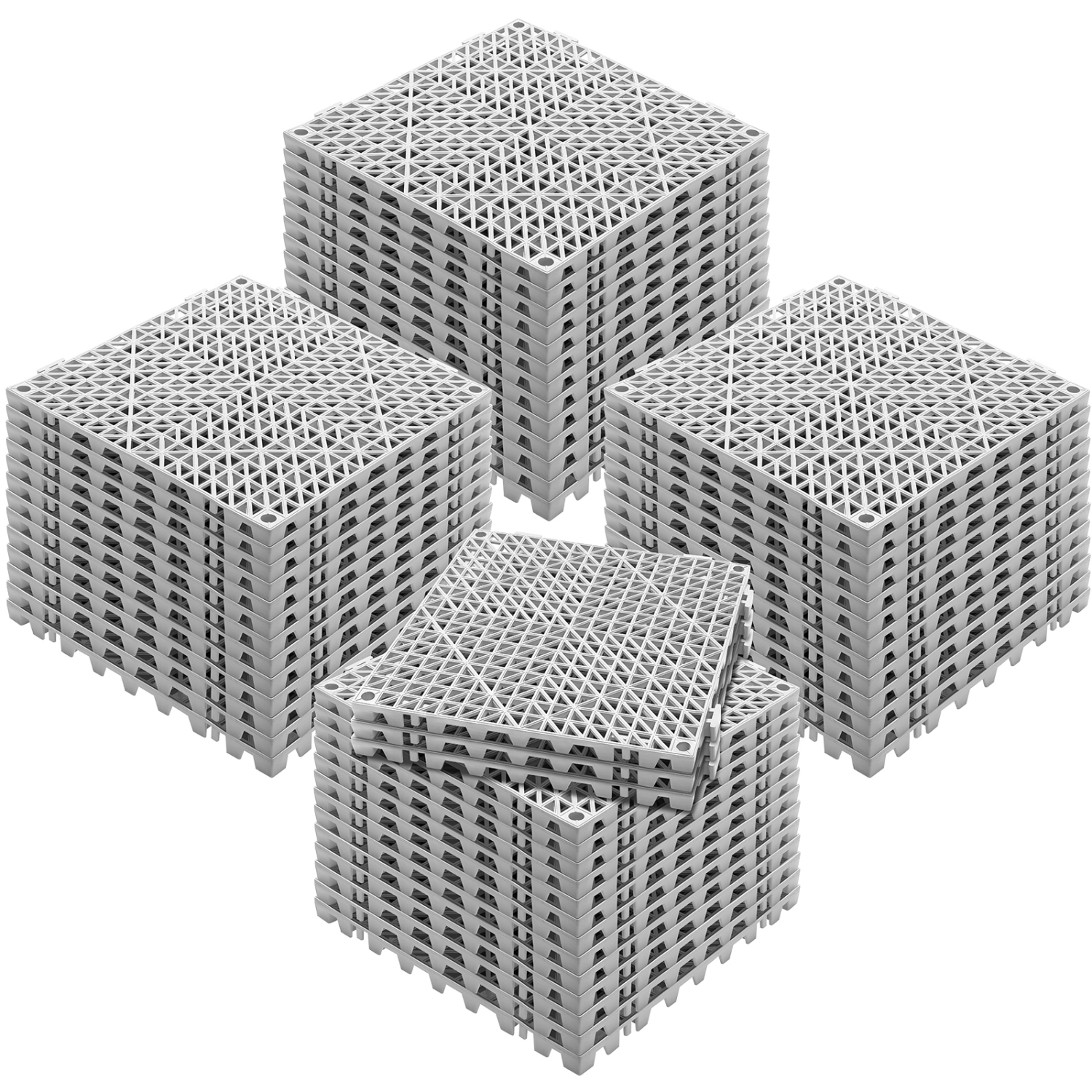 VEVOR 55 Pack Modular Interlocking Cushion, 12" x 12", Soft PVC Interlocking Drainage Floor Tiles, Non-Slip Drainage Holes for Restroom, Bathroom,