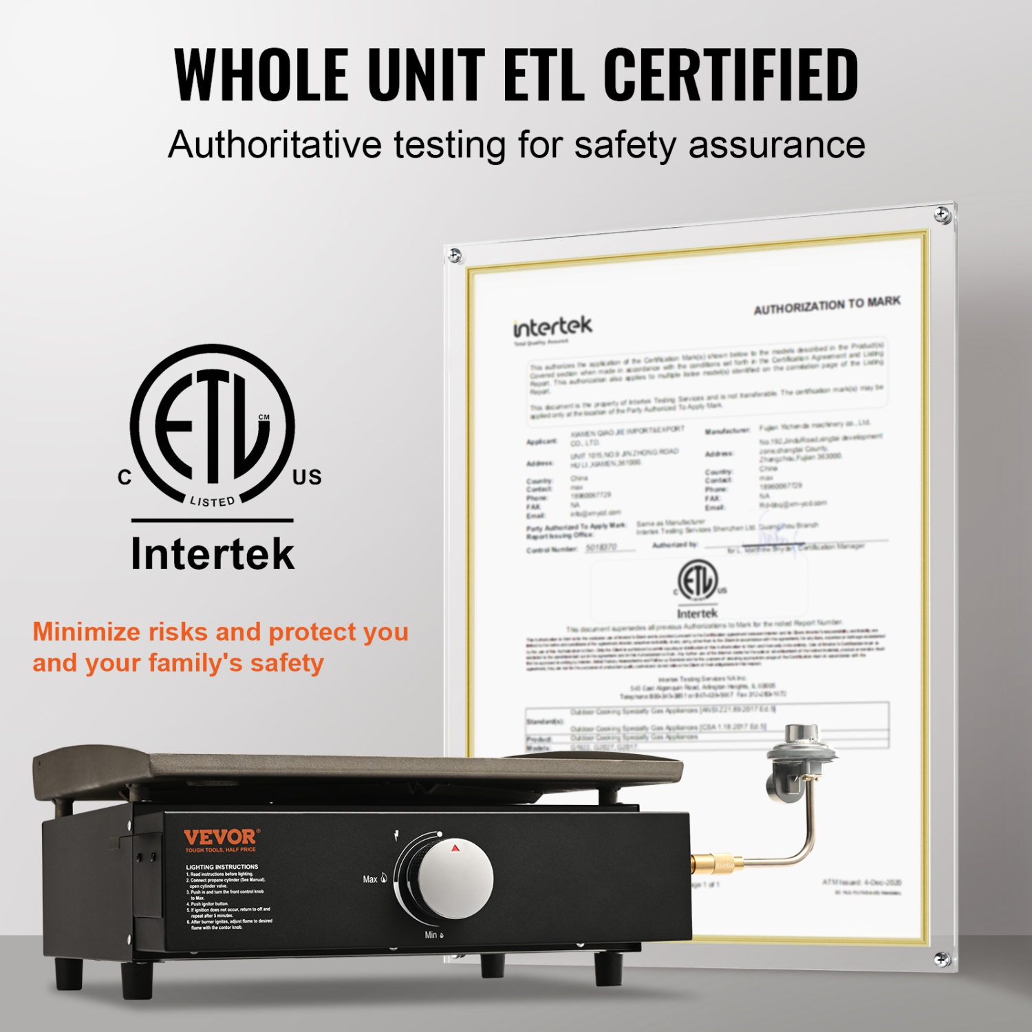 Plaque chauffante commerciale VEVOR de 16,9&nbsp;po, plaque chauffante manuelle robuste, gril à gaz de comptoir avec plaque de cuisson antiadhésive,