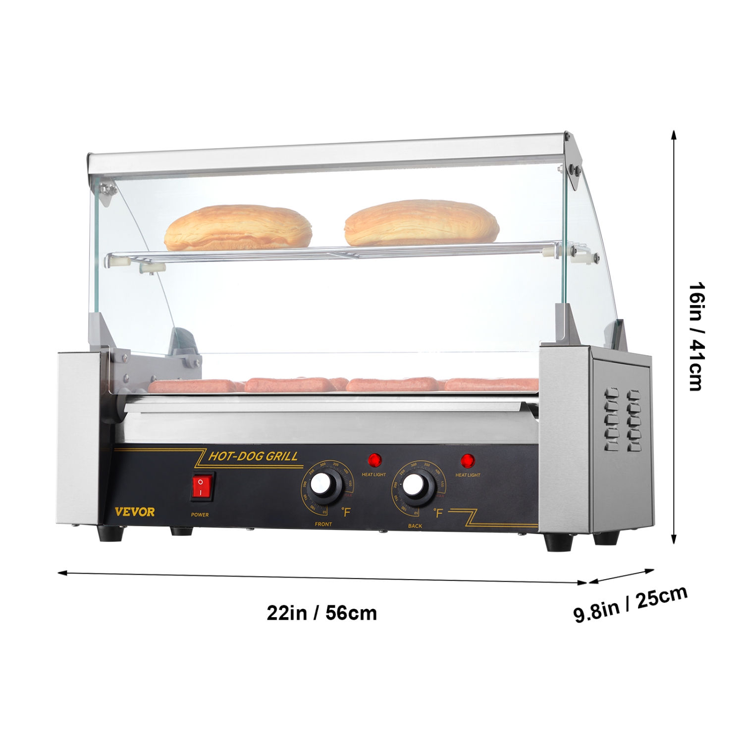 VEVOR 750W Stainless Sausage Grill Cooker Machine,Hot Dog Roller 5 Rollers 12 Hot Dogs Capacity