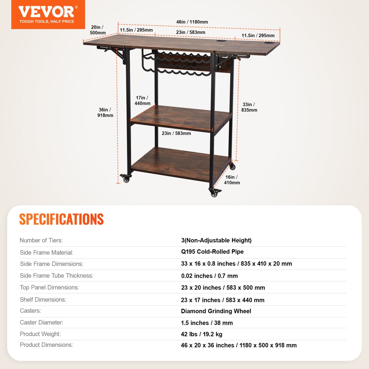VEVOR 3 Tier Heat Press Table,Movable Heat Press Stand,Heat Transfer Machine Stand with Wheels and Vinyl Roll Holder,Rolling Metal Workbench for