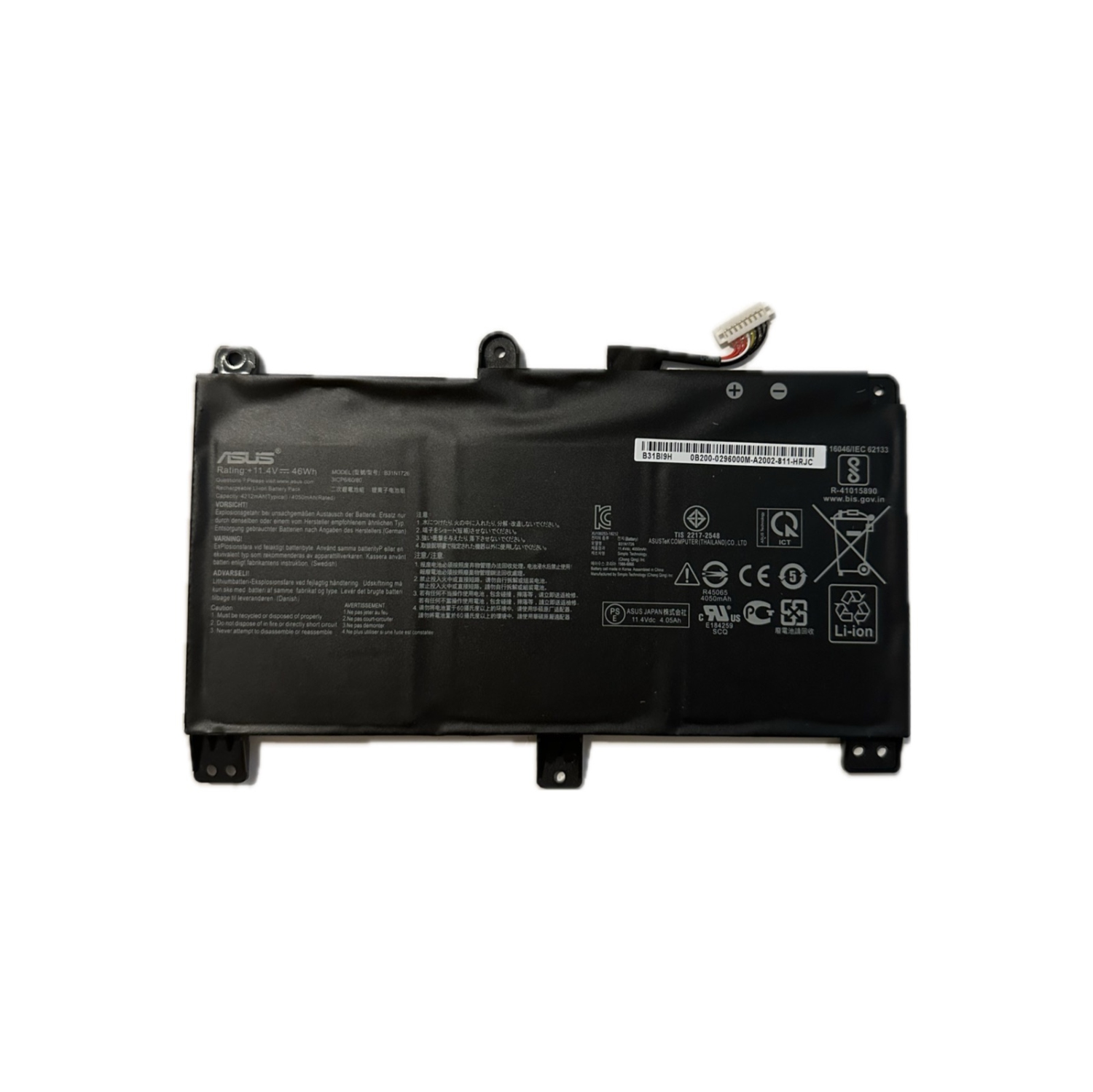 Genuine B31N1726 48Wh Battery Replacement for ASUS ROG Strix G531 G531GT G531GT-BI7N6 Series G15 G512 G512LI Series 11.4V 4240mAh Long cable