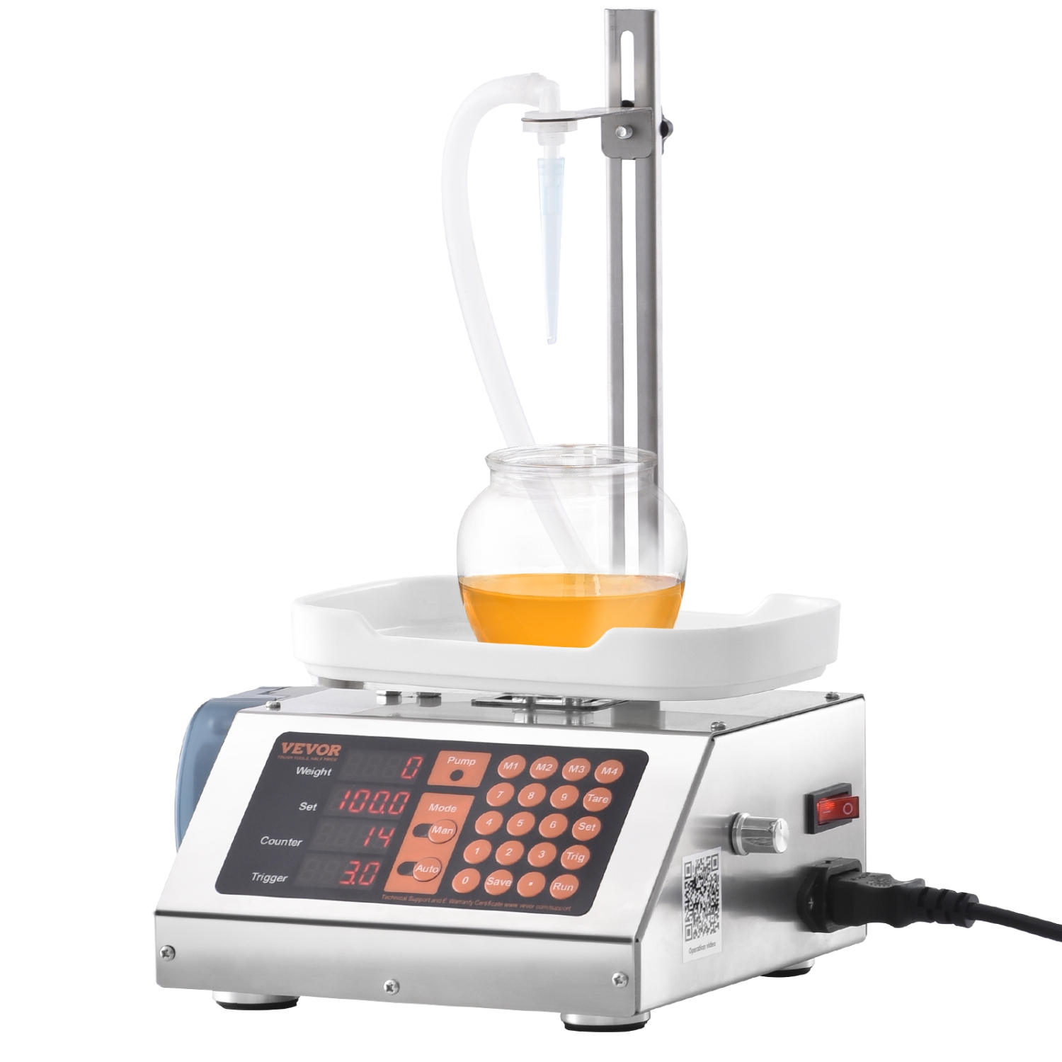 VEVOR Liquid Filling Machine, 5-300 g Weighing Capacity, Automatic Bottle Filler Machine, Bottling Machine Peristaltic Pump Digital Control for Milk,