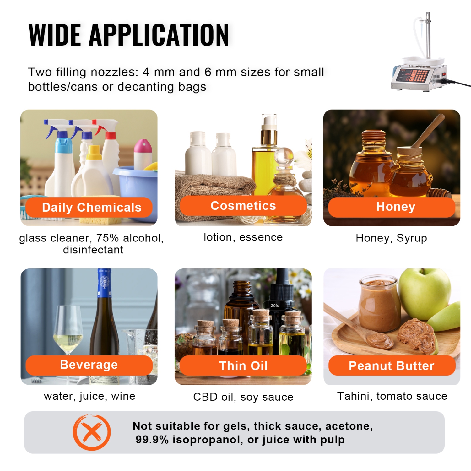 VEVOR Liquid Filling Machine, 5-300 g Weighing Capacity, Automatic Bottle Filler Machine, Bottling Machine Peristaltic Pump Digital Control for Milk,