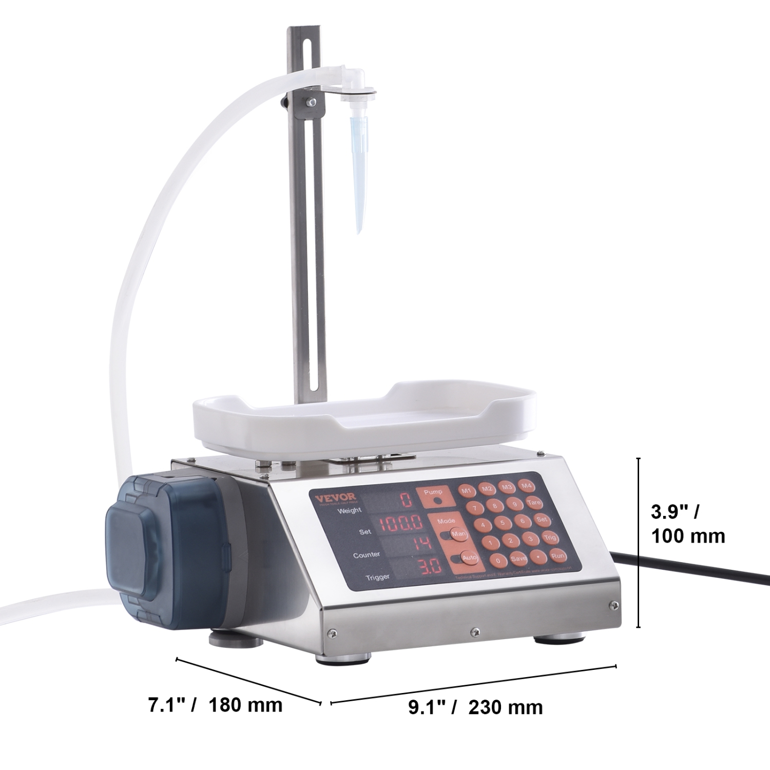 VEVOR Liquid Filling Machine, 5-300 g Weighing Capacity, Automatic Bottle Filler Machine, Bottling Machine Peristaltic Pump Digital Control for Milk,