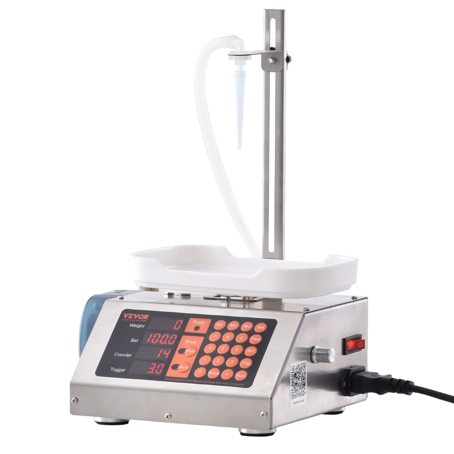 VEVOR Liquid Filling Machine, 5-300 g Weighing Capacity, Automatic Bottle Filler Machine, Bottling Machine Peristaltic Pump Digital Control for Milk,