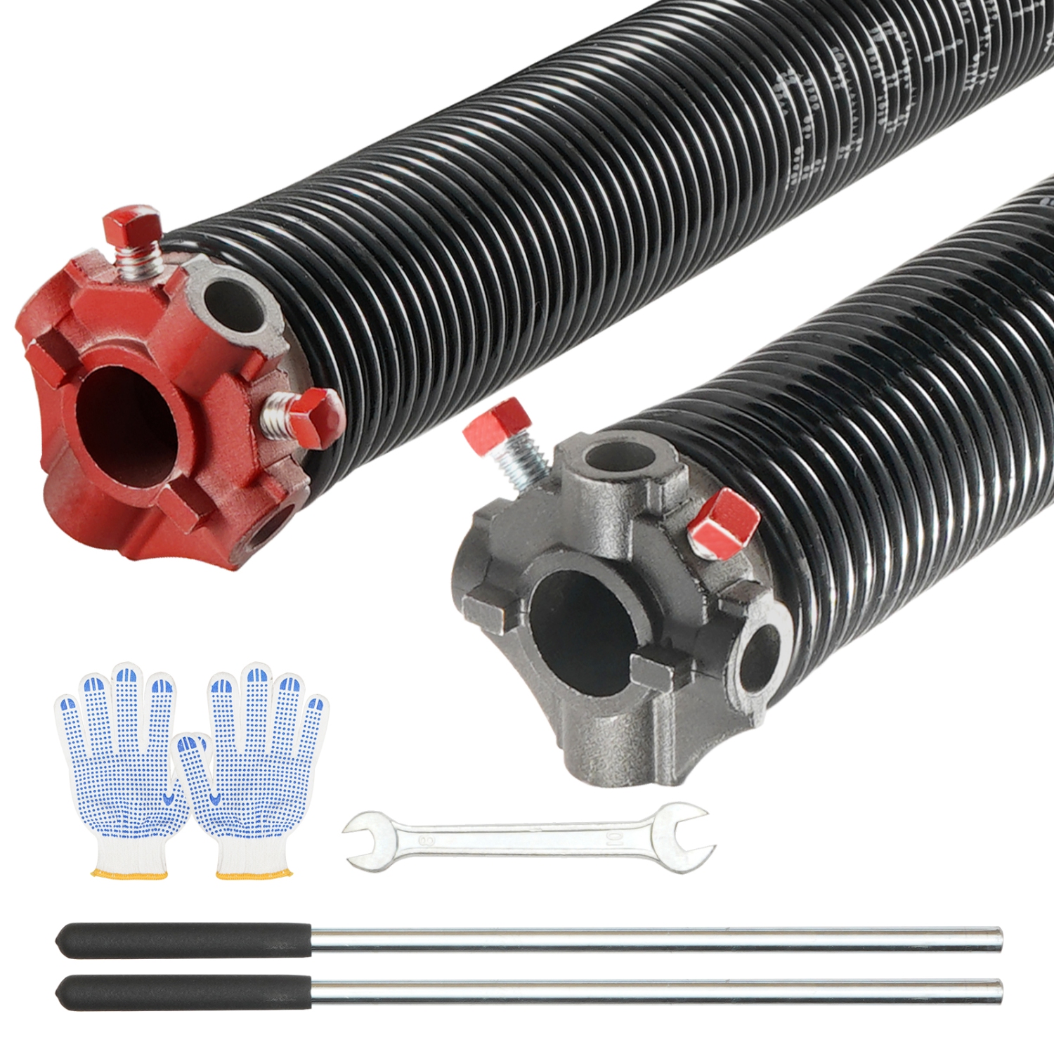 VEVOR 0.218 x 2 x 23inch Garage Door Torsion Springs,Garage Door Springs with Non-Slip Winding Bars,16000 Cycles,Gloves and Mounting Wrench,