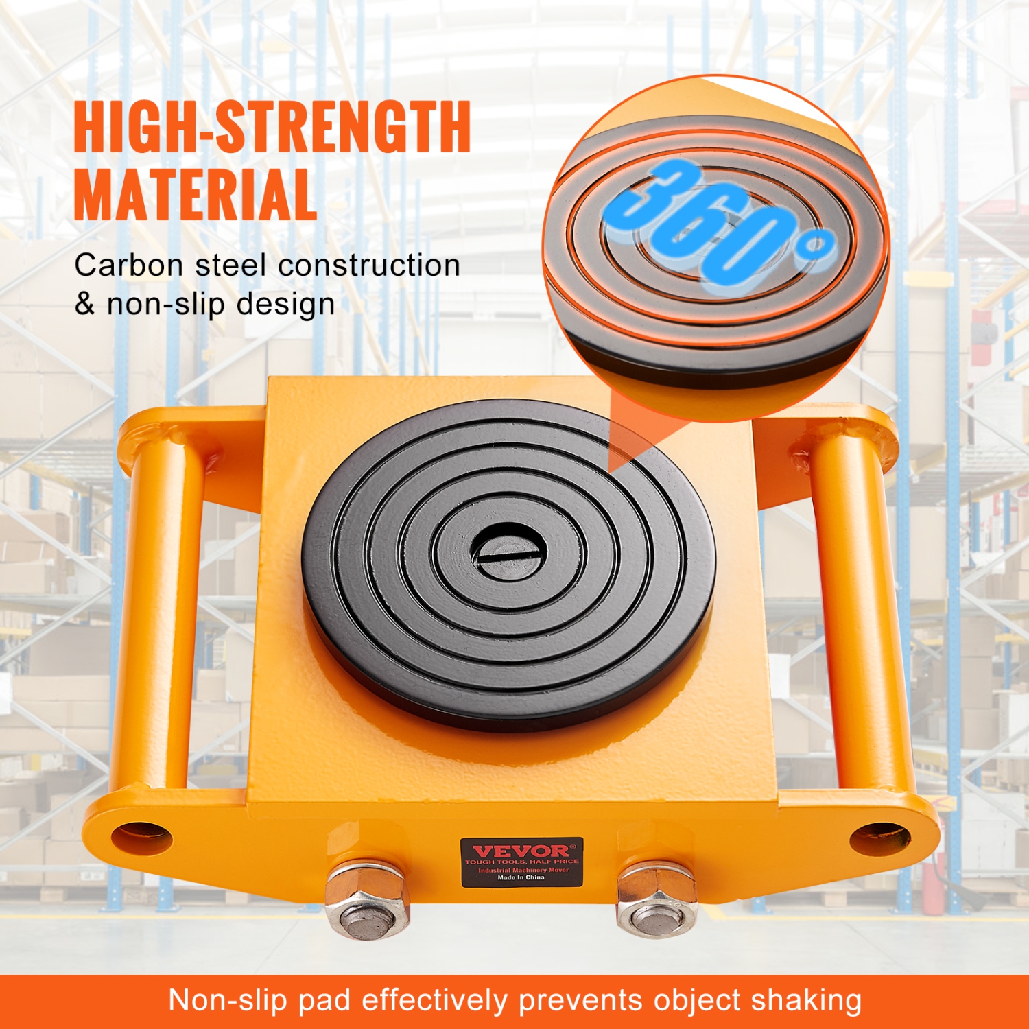 VEVOR 4PCS Machinery Skate Dolly,26455LBS/12T Industrial Machinery Mover,Carbon Steel Machinery Skate & 4 Carbon Steel Wheels and 360° Rotation