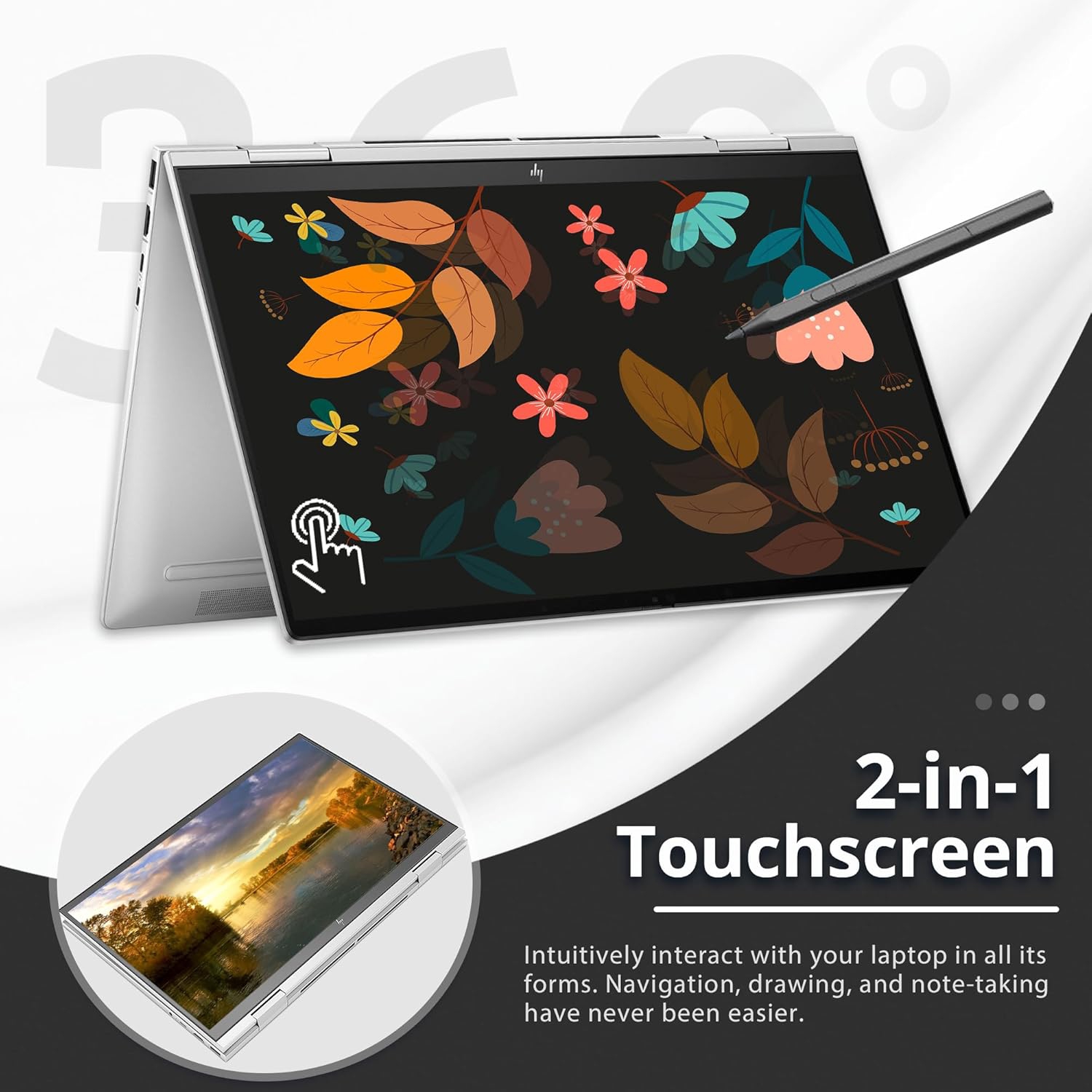 Refurbished-HP Envy x360 2-in-1 15.6" FHD Touchscreen Laptop, Intel i7-1355U, 1TB SSD, 16GB LPDDR5 RAM, Intel Iris Xe Graphics, Backlit Keyboard, Win