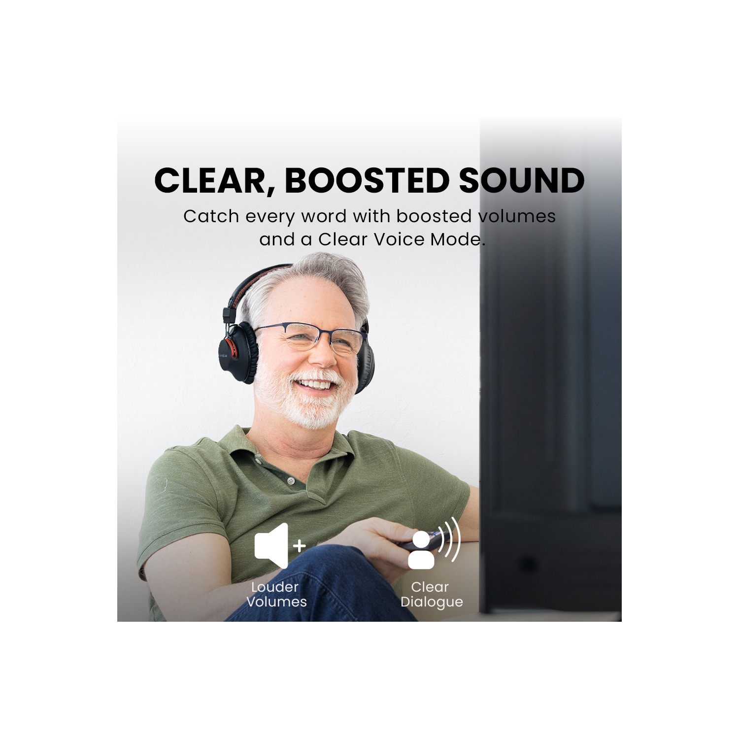 Avantree HT41899 Plus 2 - Dual Bluetooth 5.3 Wireless Headphones for TV Watching with Transmitter & Charging Docks, aptX Adaptive & Low Latency,