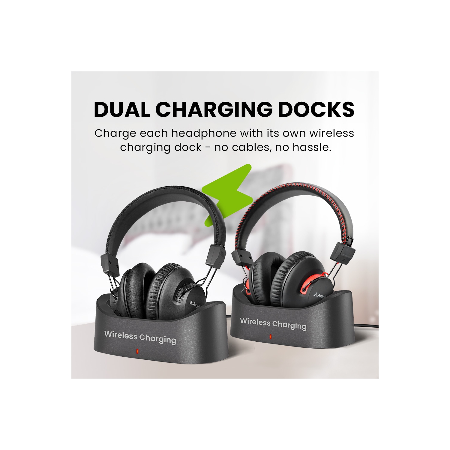 Avantree HT41899 Plus 2 - Dual Bluetooth 5.3 Wireless Headphones for TV Watching with Transmitter & Charging Docks, aptX Adaptive & Low Latency,