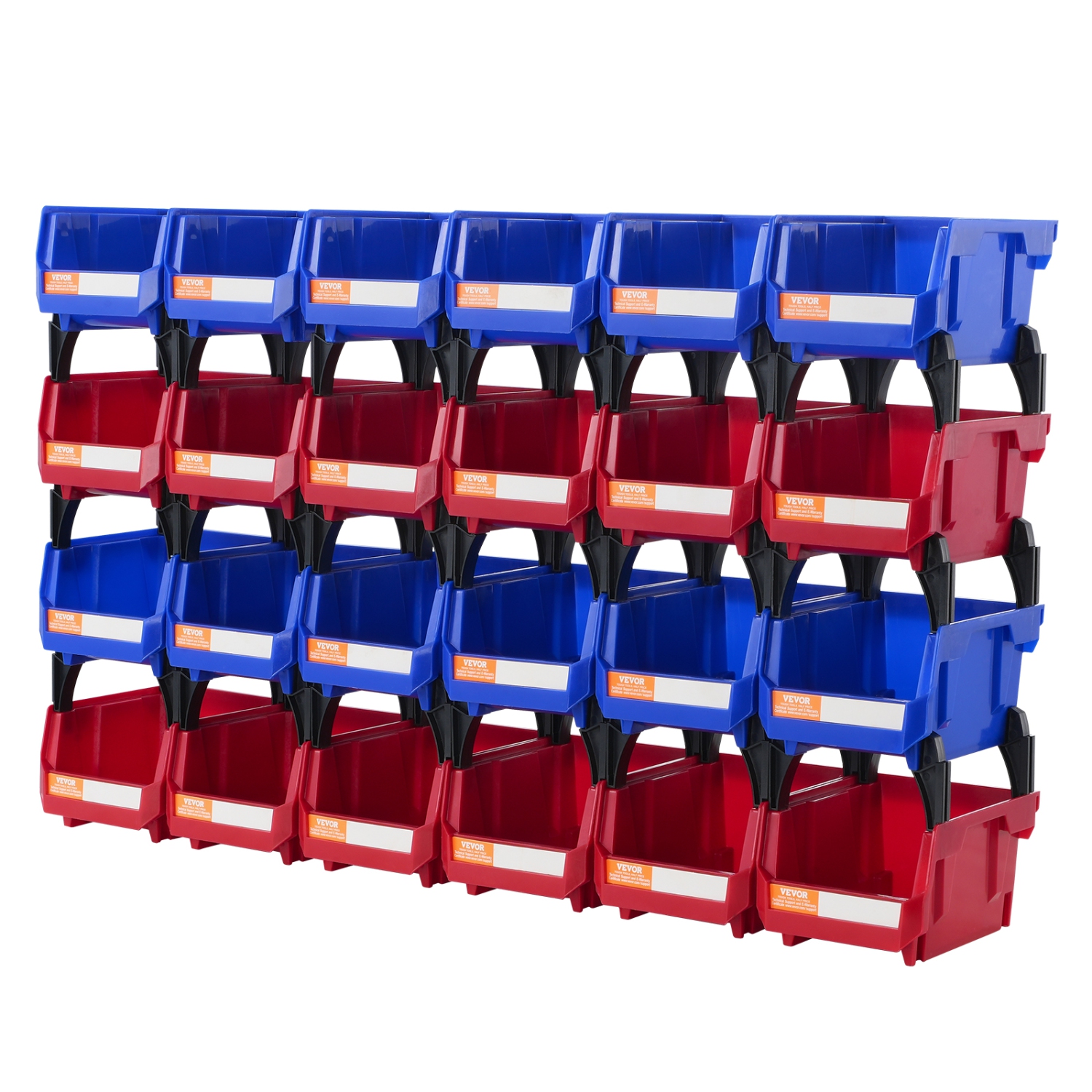 VEVOR 5-Inch x 4-Inch x 3-Inch Plastic Storage Bin,Hanging Stackable Storage Organizer Bin,Blue/Red,24-Pack, Stacking Containers for Closet,Kitchen,