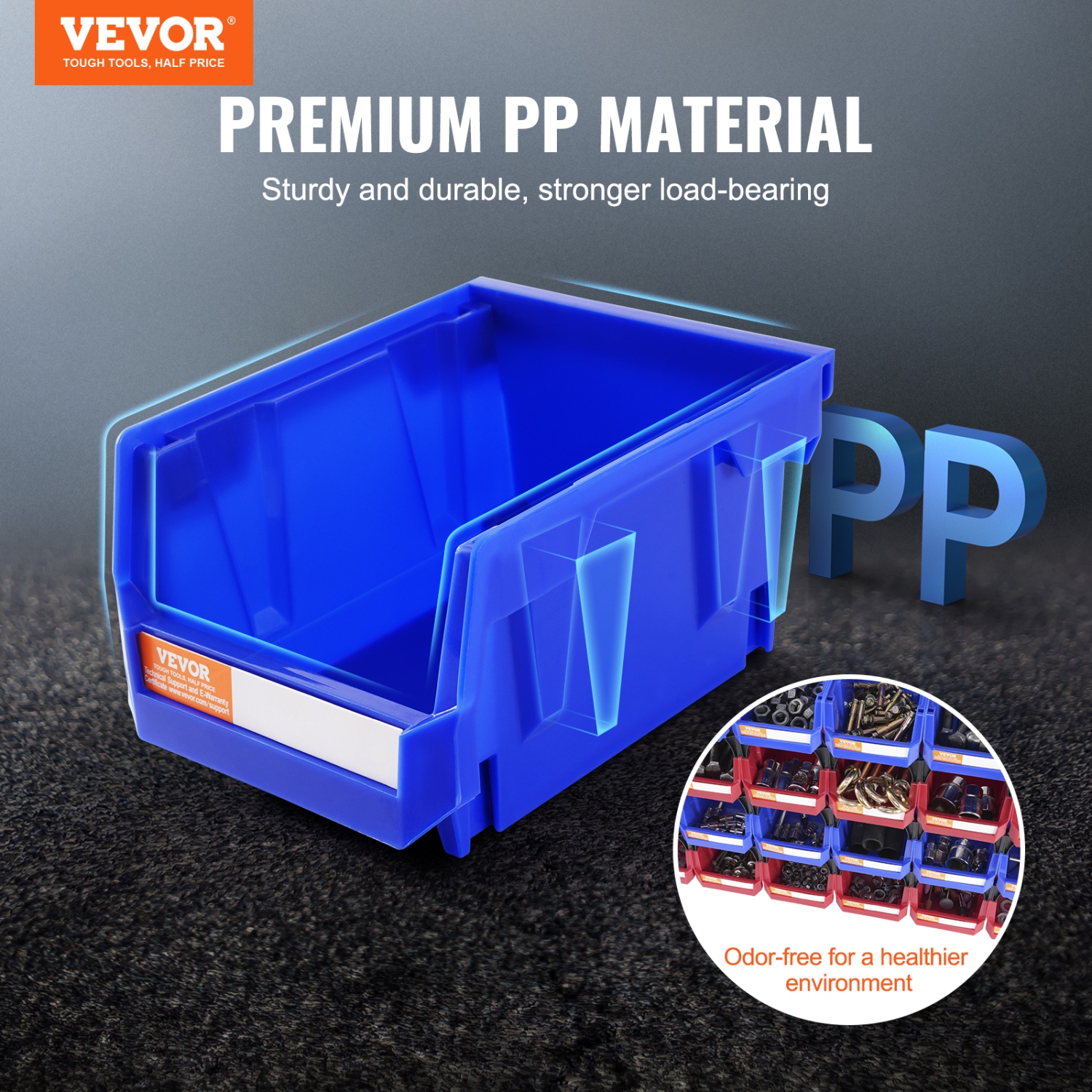 VEVOR 5-Inch x 4-Inch x 3-Inch Plastic Storage Bin,Hanging Stackable Storage Organizer Bin,Blue/Red,24-Pack, Stacking Containers for Closet,Kitchen,