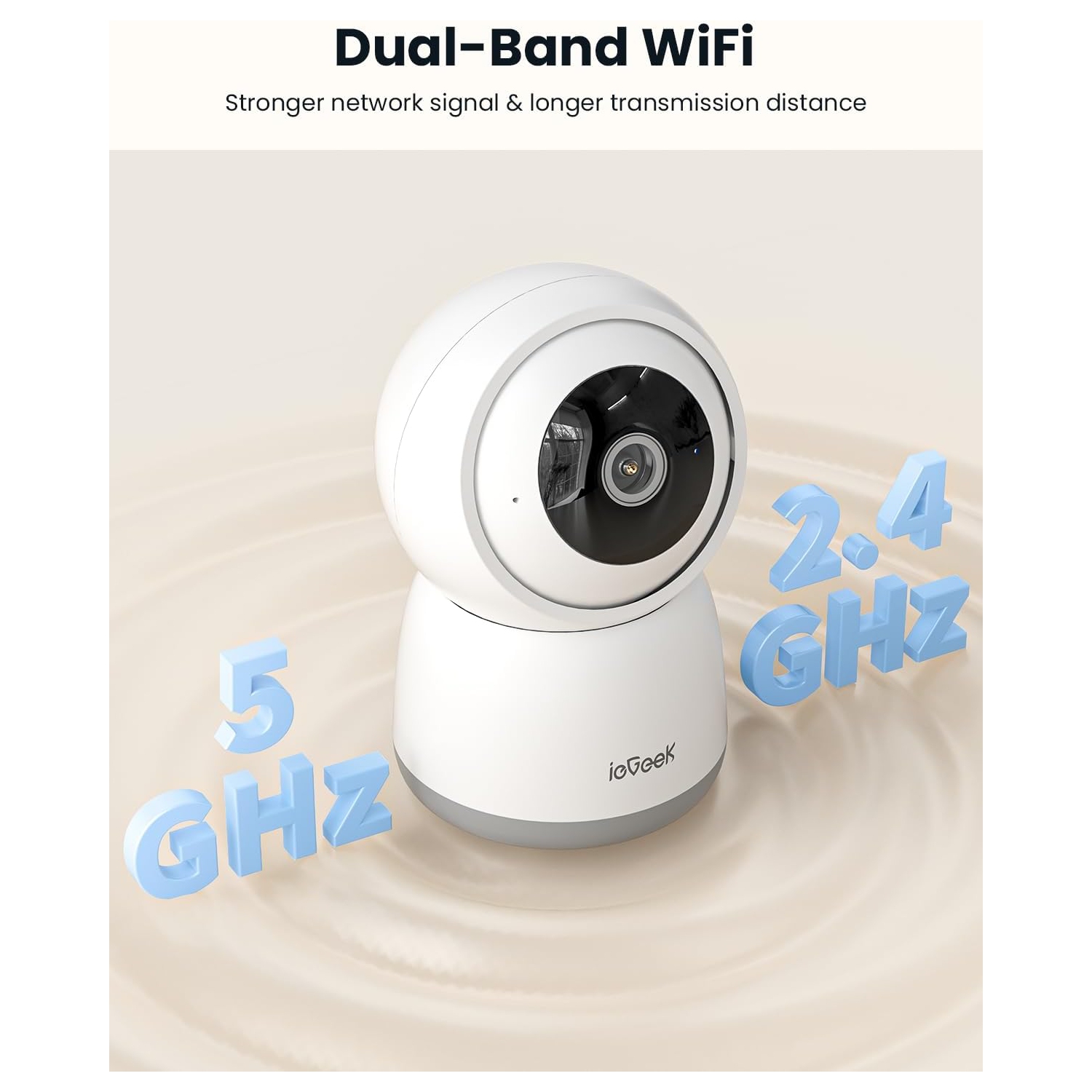 ieGeek 5MP Indoor Security Camera,5G&2.4G WiFi Baby Monitor Pet Cameras,Video Cam with Phone App,Smart Motion Sensor,Auto Tracking,PTZ 360° Dog Cam,