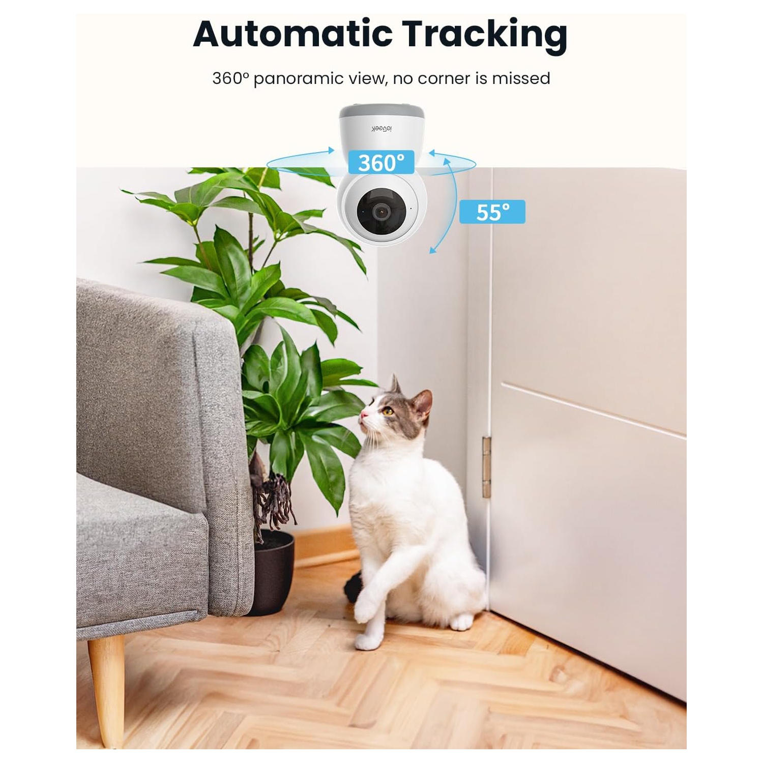 ieGeek 5MP Indoor Security Camera,5G&2.4G WiFi Baby Monitor Pet Cameras,Video Cam with Phone App,Smart Motion Sensor,Auto Tracking,PTZ 360° Dog Cam,