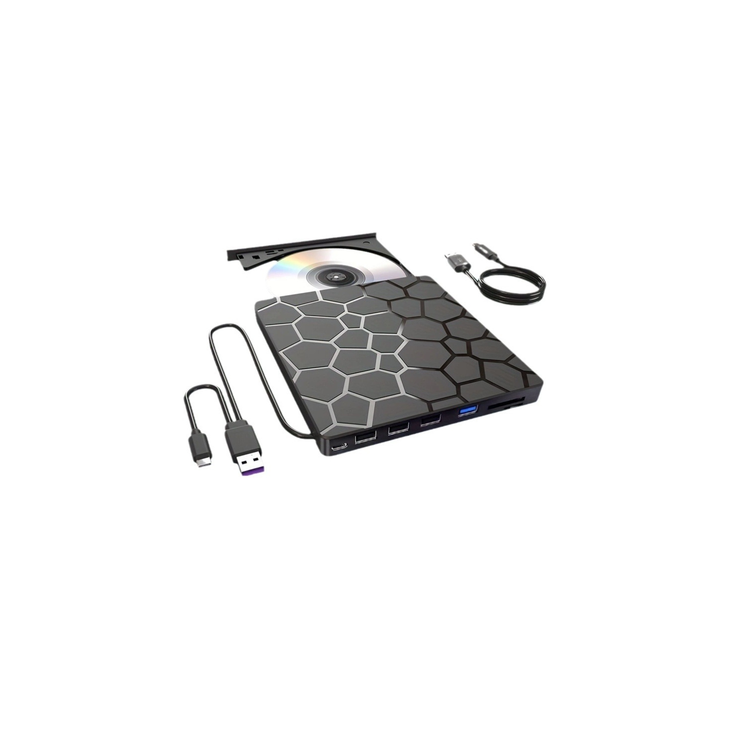 External CD/DVD Drive for Laptop, 7 IN 1 USB 3.0 DVD Player, Burner Writer, External Disk Drive, Optical Drive Compatible with Laptop, PC