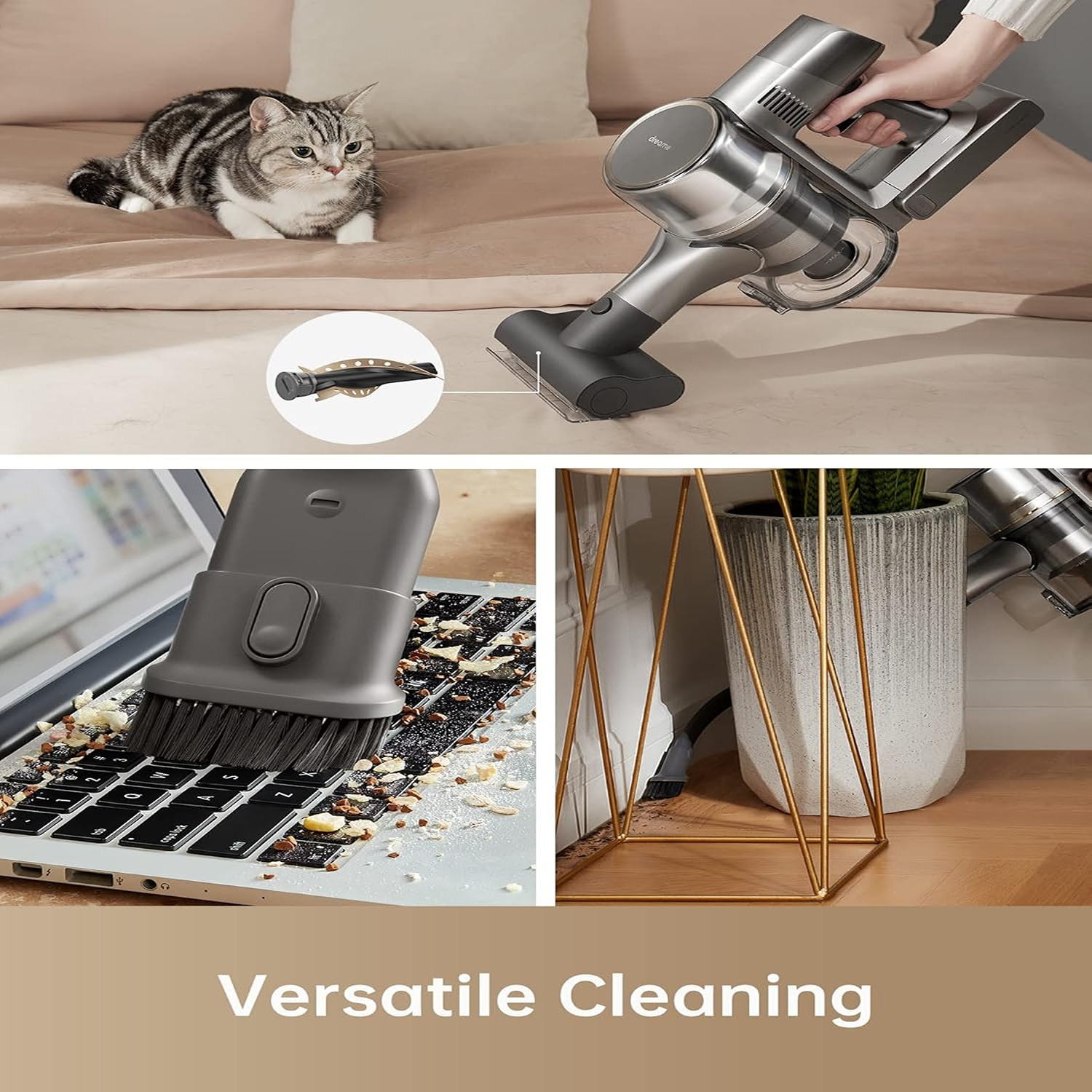 DREAME R20 Cordless Vacuum - Dual Brush, 90 Min Runtime, Powerful for Carpet & Pet Hair