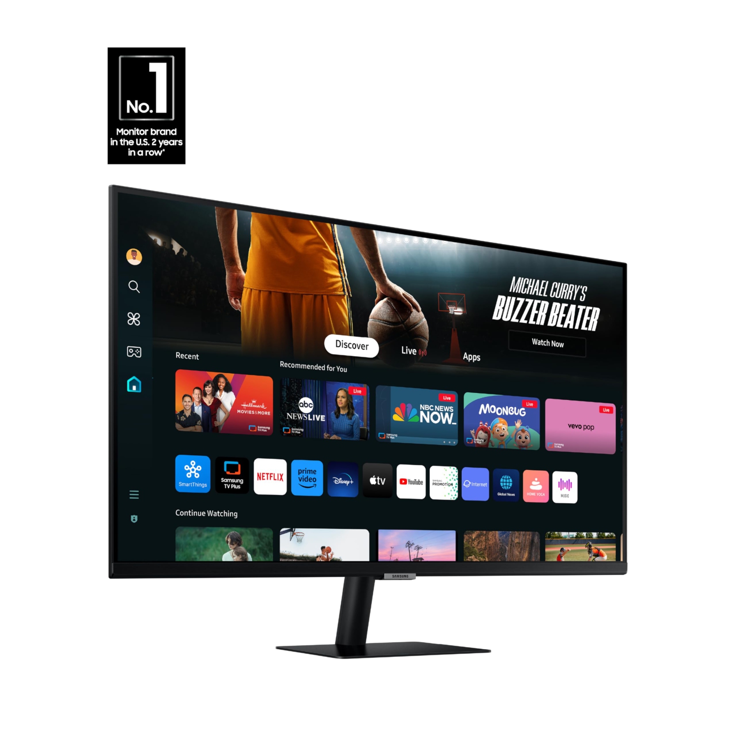 Samsung 32 Inch M7 Black Smart Monitor with Smart TV apps, 4k UHD, 4 ms Refresh Rate, USB-C, Multiple Ports, Gaming hub - (LS32DM702UNXGO) [Canada Version] (2024)