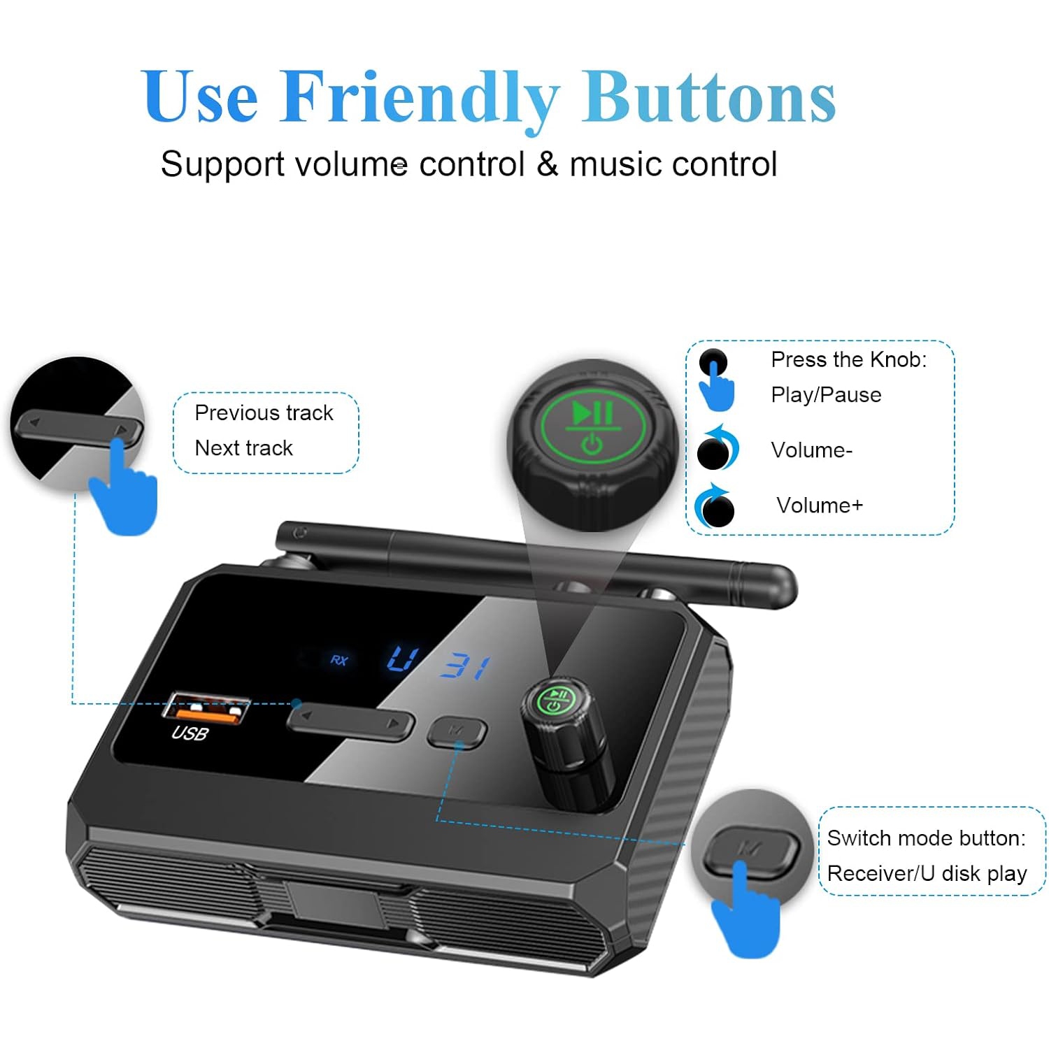 Bluetooth Receiver Adapter, Bluetooth Audio Receiver 5.3, Music Adapter/Music Receiver/AV/Auricular/Altavos Receiver, RCA Adapter