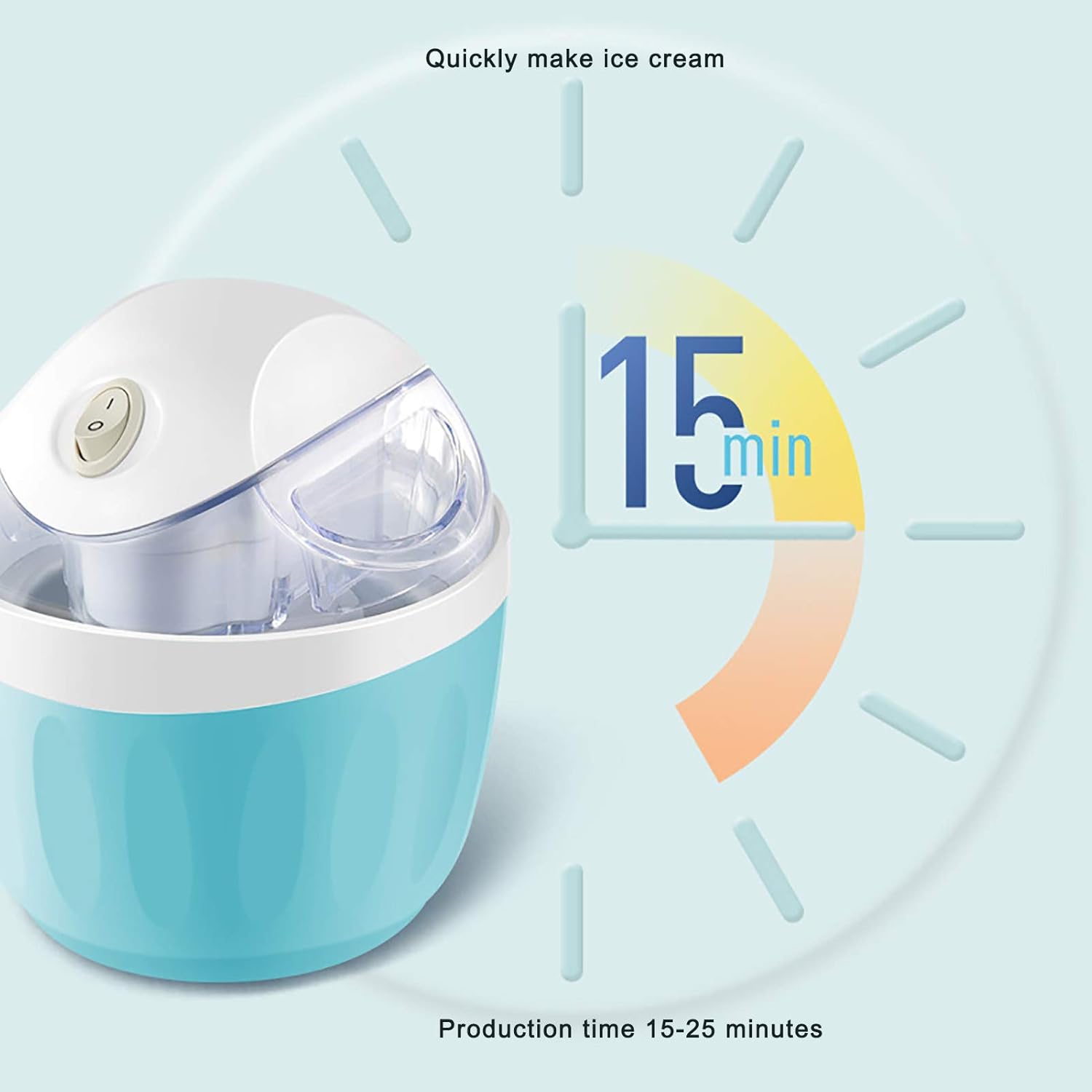 Quick-freezing ice cream machine – 500ml healthy dessert machine, compact and portable, 360° stirring, no ice residue, one-button operation