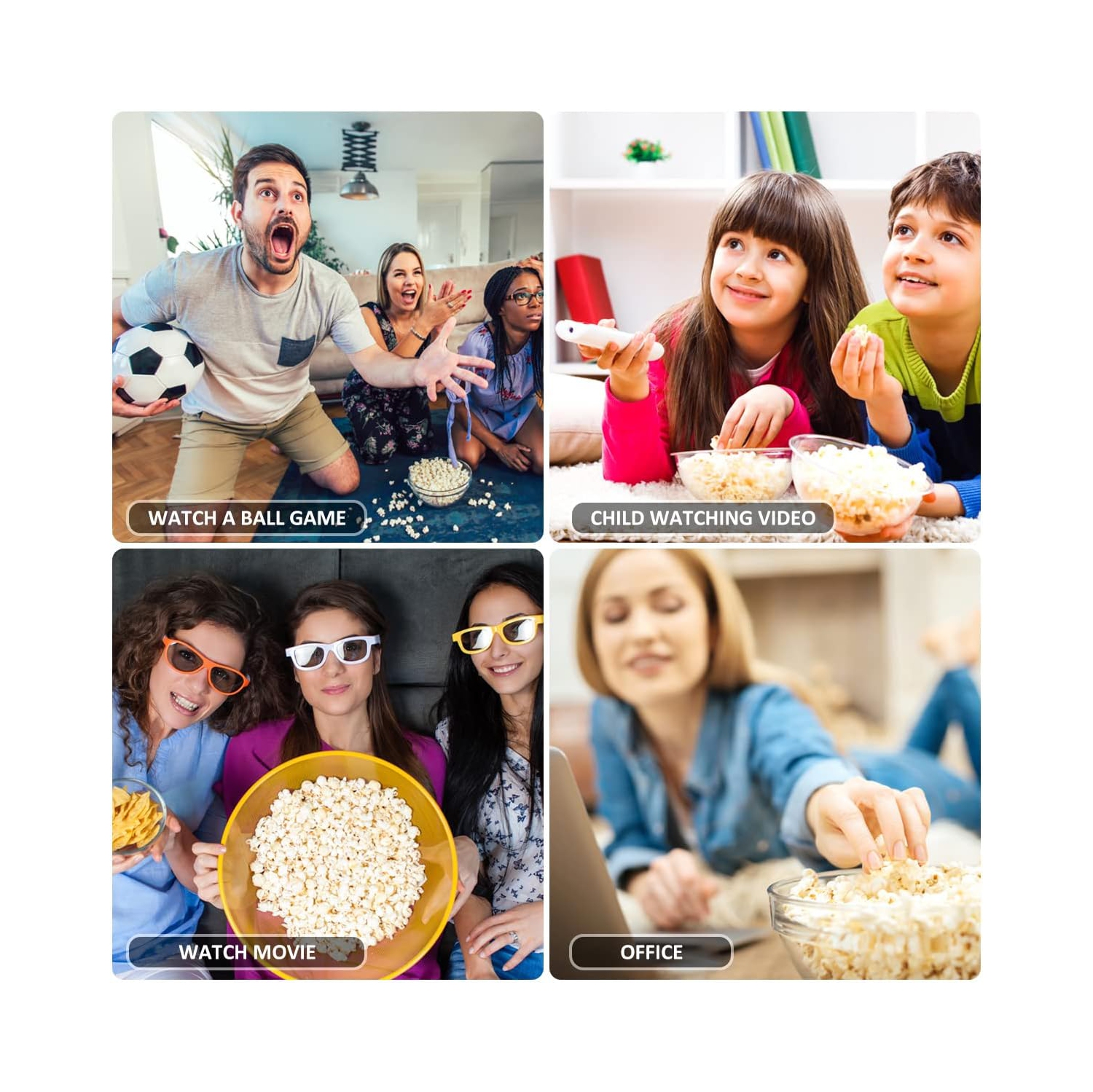 1200w household popcorn machine – pops quickly in 3 minutes, with a popcorn rate of up to 98%, oil-free, low in calories, and quick to make healthy