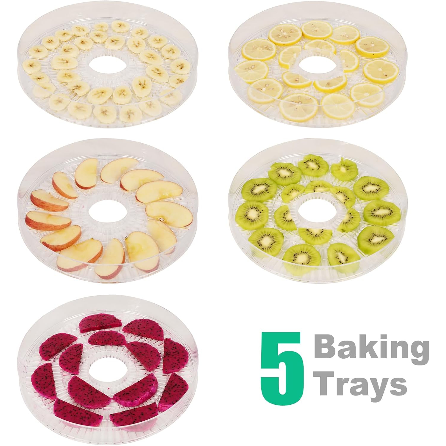 Deshidratador de frutas y verduras o secador de alimentos para frutas, verduras y carne seca, rango de temperatura ajustable de 35 a 70°C, 5 bandejas