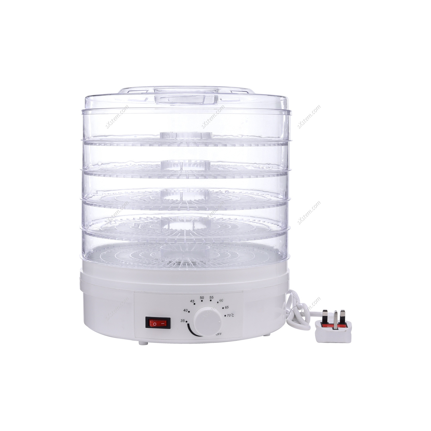 Deshidratador de frutas y verduras o secador de alimentos para frutas, verduras y carne seca, rango de temperatura ajustable de 35 a 70°C, 5 bandejas