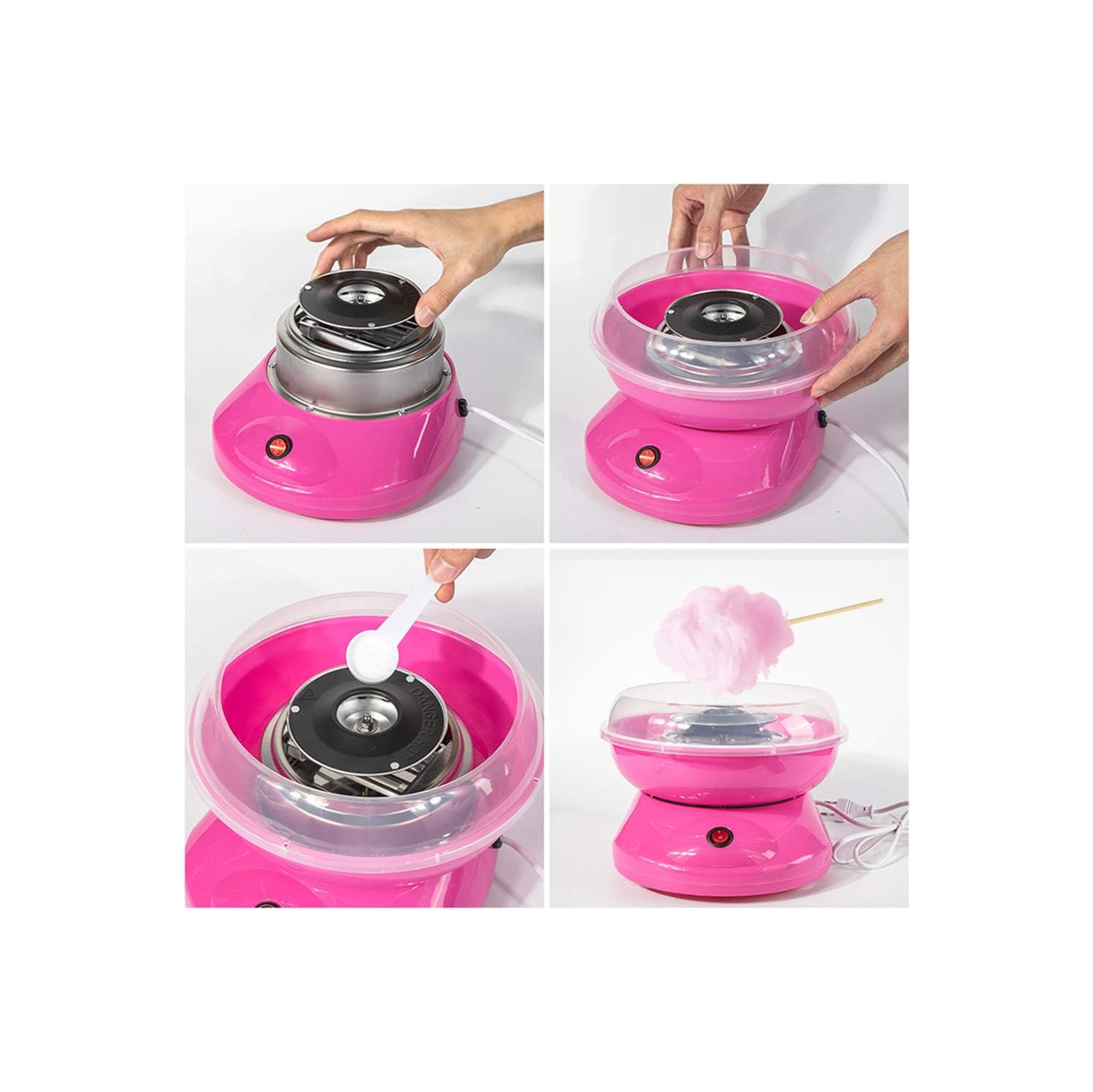 Homemade Electric Cotton Candy Machine for Families and Kids - Safe and Spill-proof Design, One-Button Operation, Easy to Use, Non-Slip Suction Cup