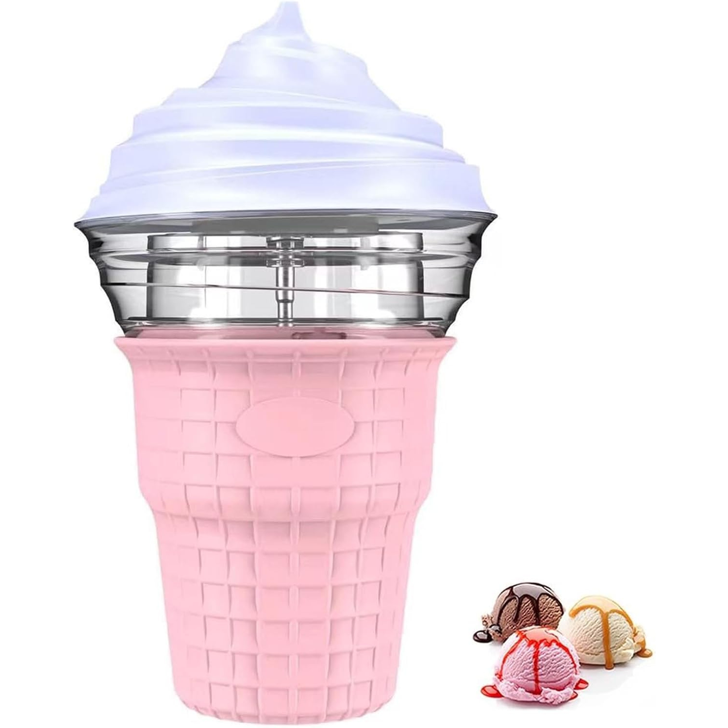 Mini machine ice cream machine, DIY soft ice cream, 400ml unique appearance home ice cream machine, simulated manual stirring, easy to clean and