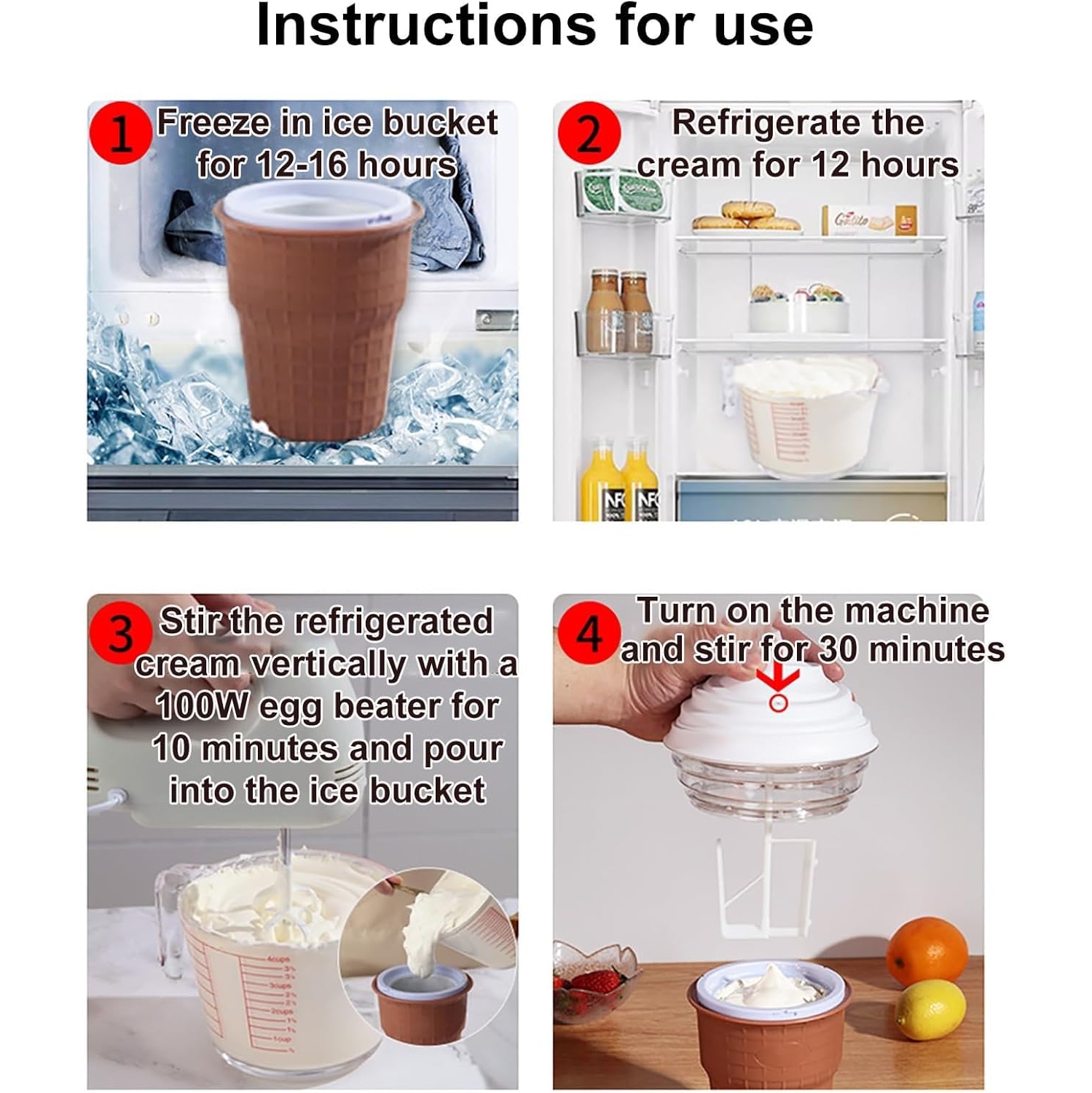 Mini machine ice cream machine, DIY soft ice cream, 400ml unique appearance home ice cream machine, simulated manual stirring, easy to clean and
