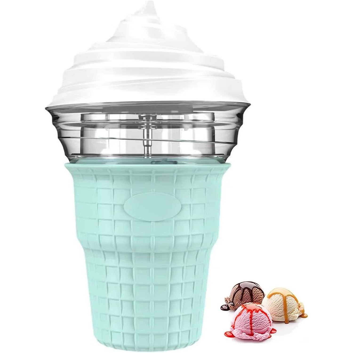 Mini machine ice cream machine, DIY soft ice cream, 400ml unique appearance home ice cream machine, simulated manual stirring, easy to clean and