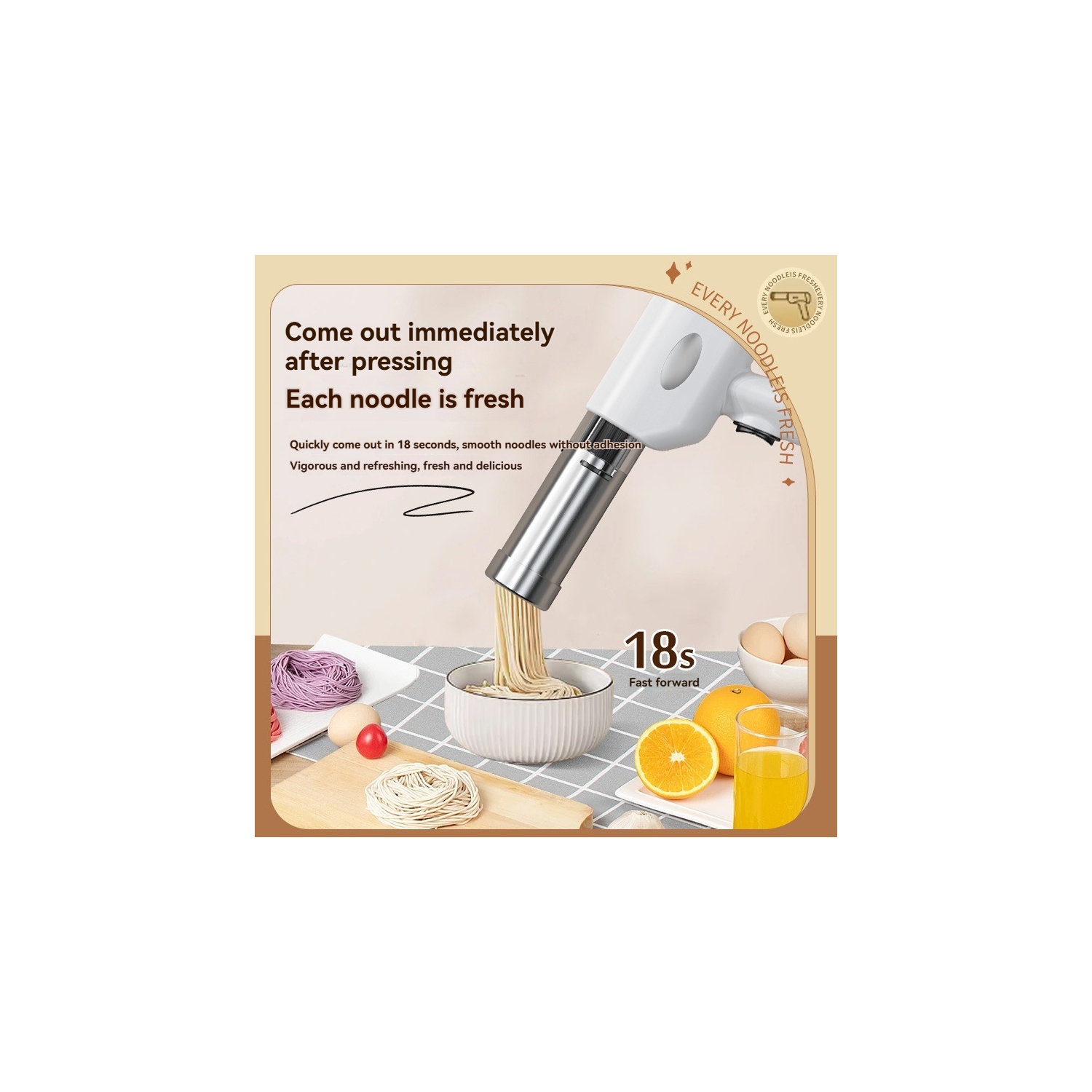 Home wireless handheld noodle machine, fully automatic portable noodle press, handmade texture, five-in-one noodle cutter, 304 stainless steel