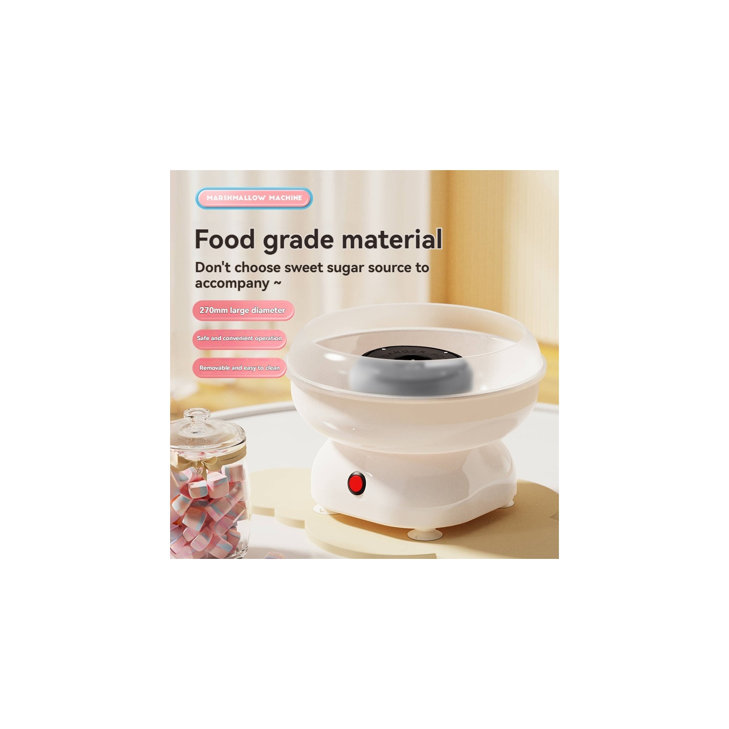 Cotton candy machine for home and party Mini fancy candy machine Detachable and easy to clean One-touch operation, can make sugar and hard candy