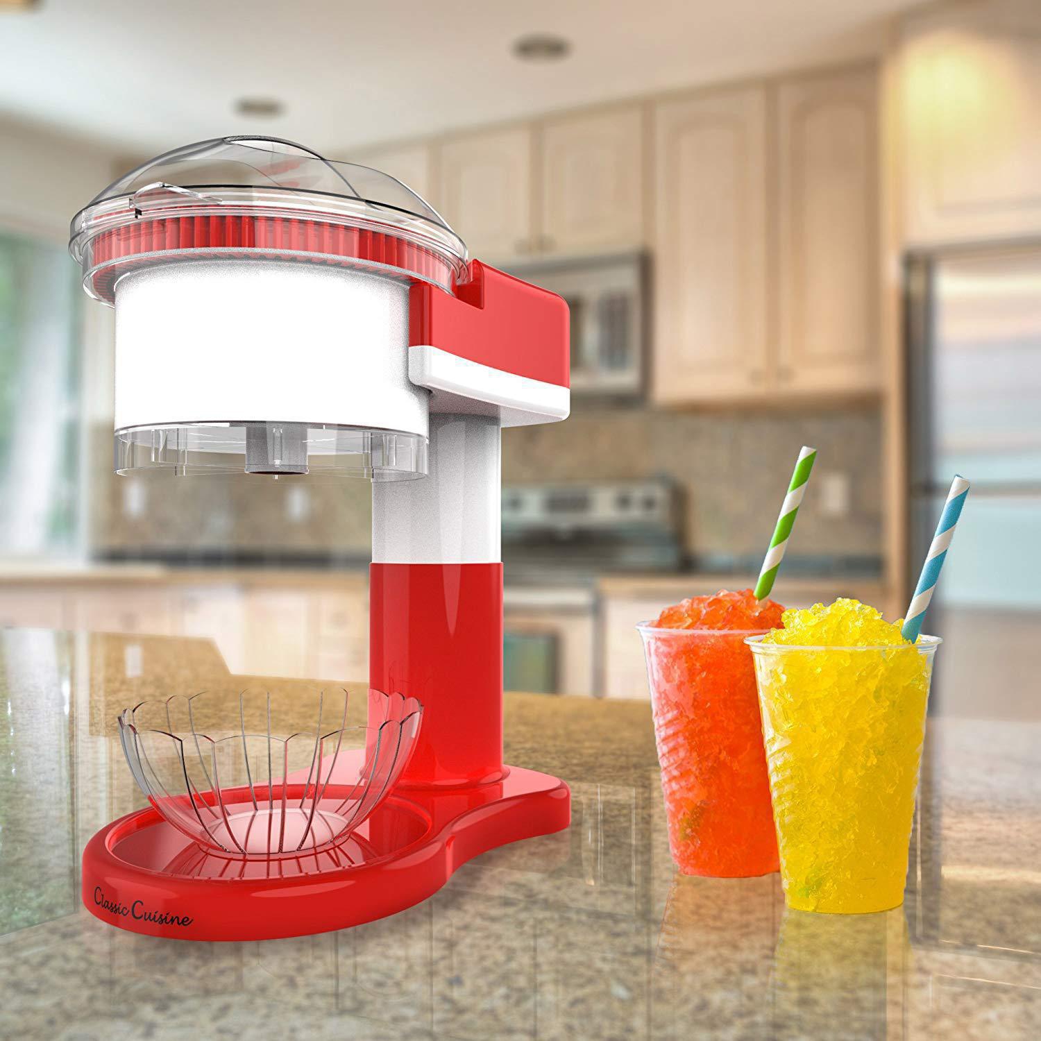 Small Electric Ice Maker for Home Use - Multi-Function Snow Cone Maker Stainless Steel Cutting Blade Ice Shaver and Smoothie Maker