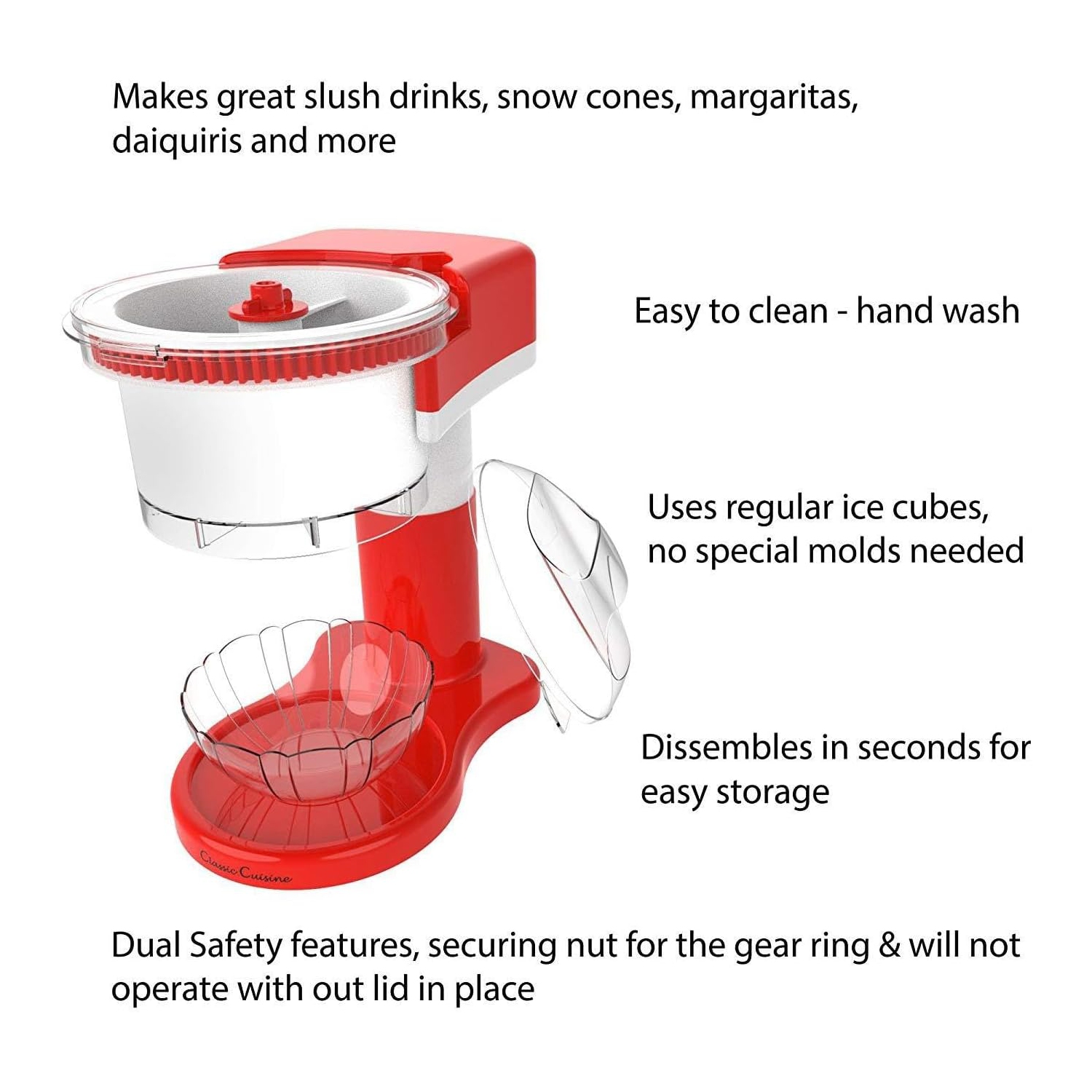 Small Electric Ice Maker for Home Use - Multi-Function Snow Cone Maker Stainless Steel Cutting Blade Ice Shaver and Smoothie Maker