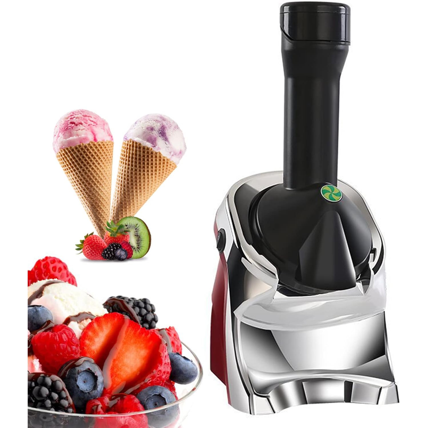 220W Frozen Fruit Ice Cream Machine, DIY Healthy Soft Ice Cream, Smoothie, Frozen Yogurt, No Additives and Artificial Colors, Dessert Machine