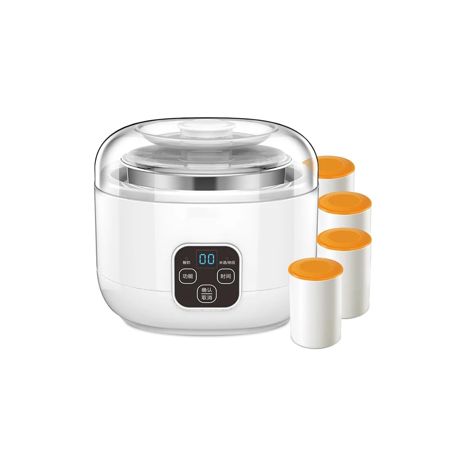 Yogourtière Smart LCD de 1&nbsp;L - Acier inoxydable, grande capacité, couvercle transparent, 100 % sans additifs, compact et facile à nettoyer, avec