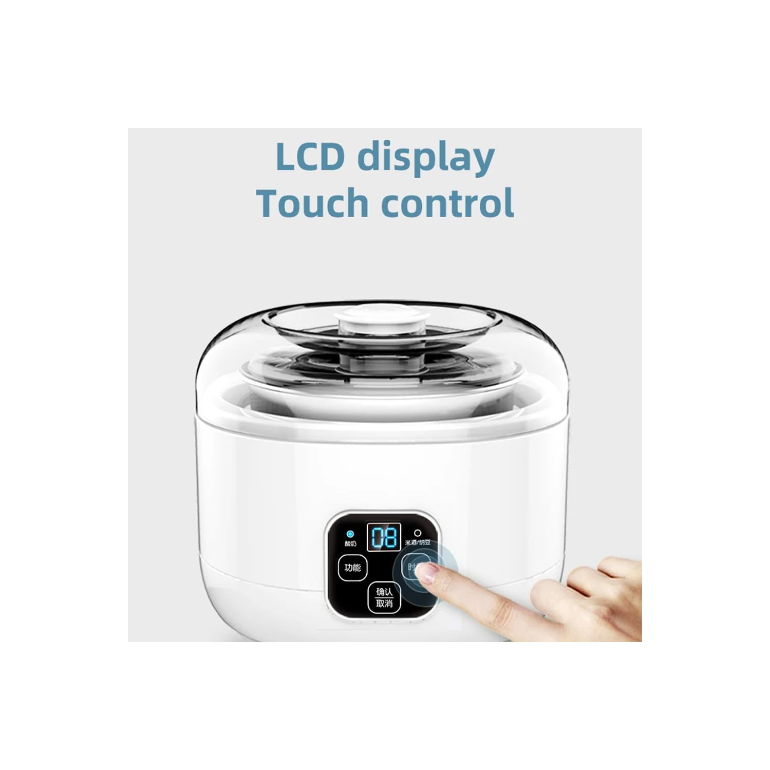 Yogourtière Smart LCD de 1 L - Acier inoxydable, grande capacité, couvercle transparent, 100 % sans additifs, compact et facile à nettoyer, avec