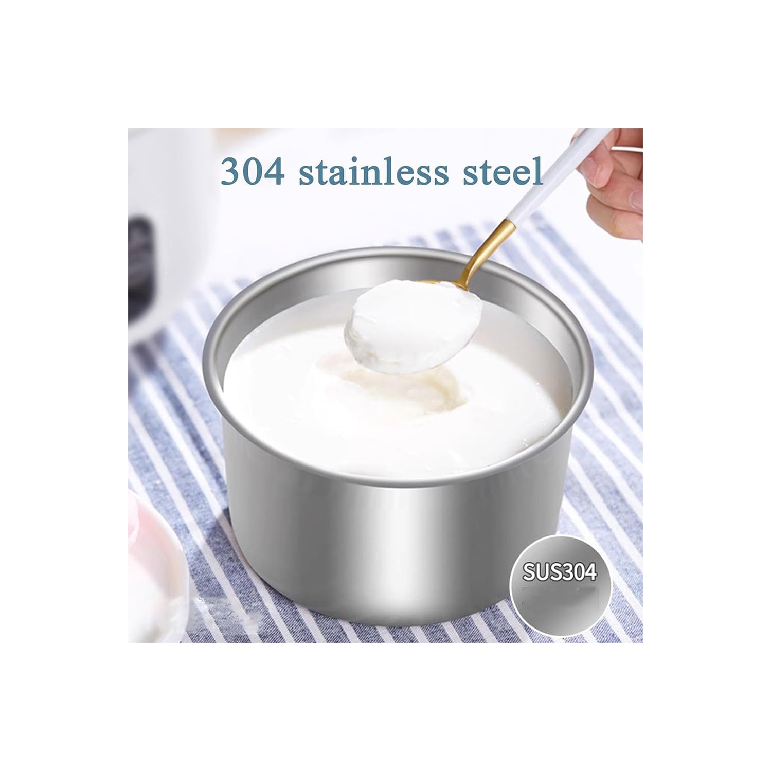 Yogourtière Smart LCD de 1 L - Acier inoxydable, grande capacité, couvercle transparent, 100 % sans additifs, compact et facile à nettoyer, avec