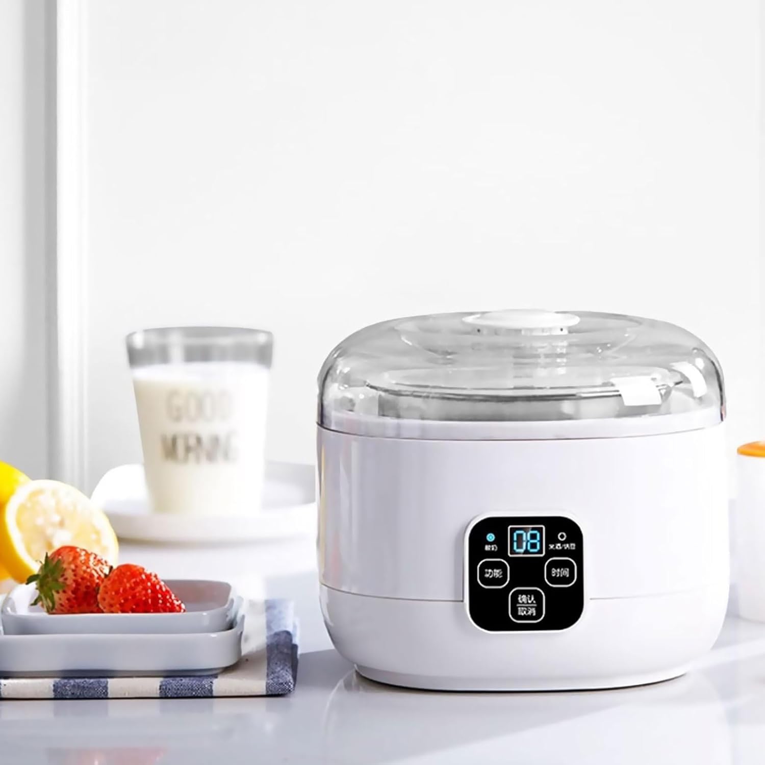 Yogourtière Smart LCD de 1&nbsp;L – Acier inoxydable, grande capacité, couvercle transparent, 100 % sans additifs, compact et facile à nettoyer