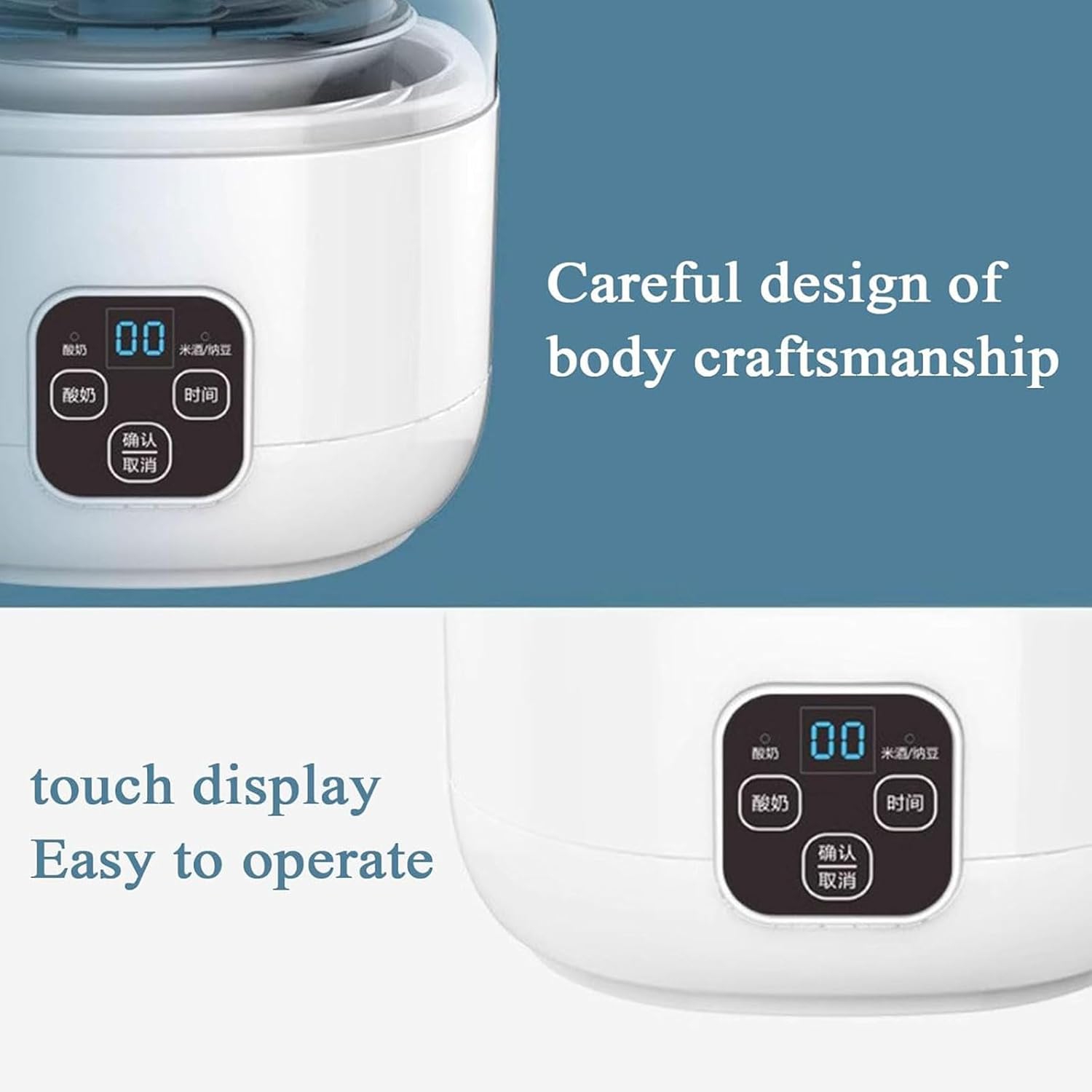 Yogourtière Smart LCD de 1&nbsp;L – Acier inoxydable, grande capacité, couvercle transparent, 100 % sans additifs, compact et facile à nettoyer