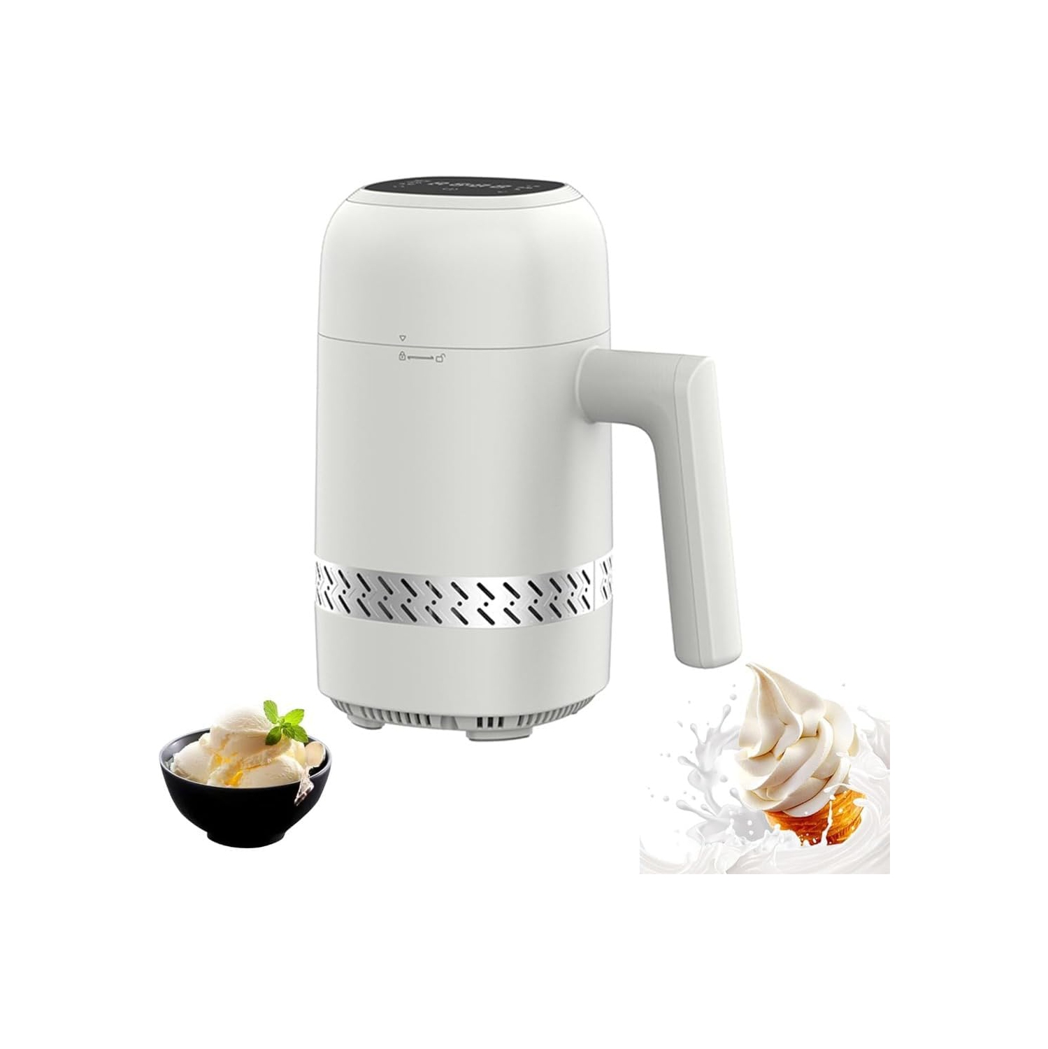 300ml ice cream machine, digital display, no pre-cooling required, multi-function, 6 functions, enhanced cold retention, home use fully automatic,