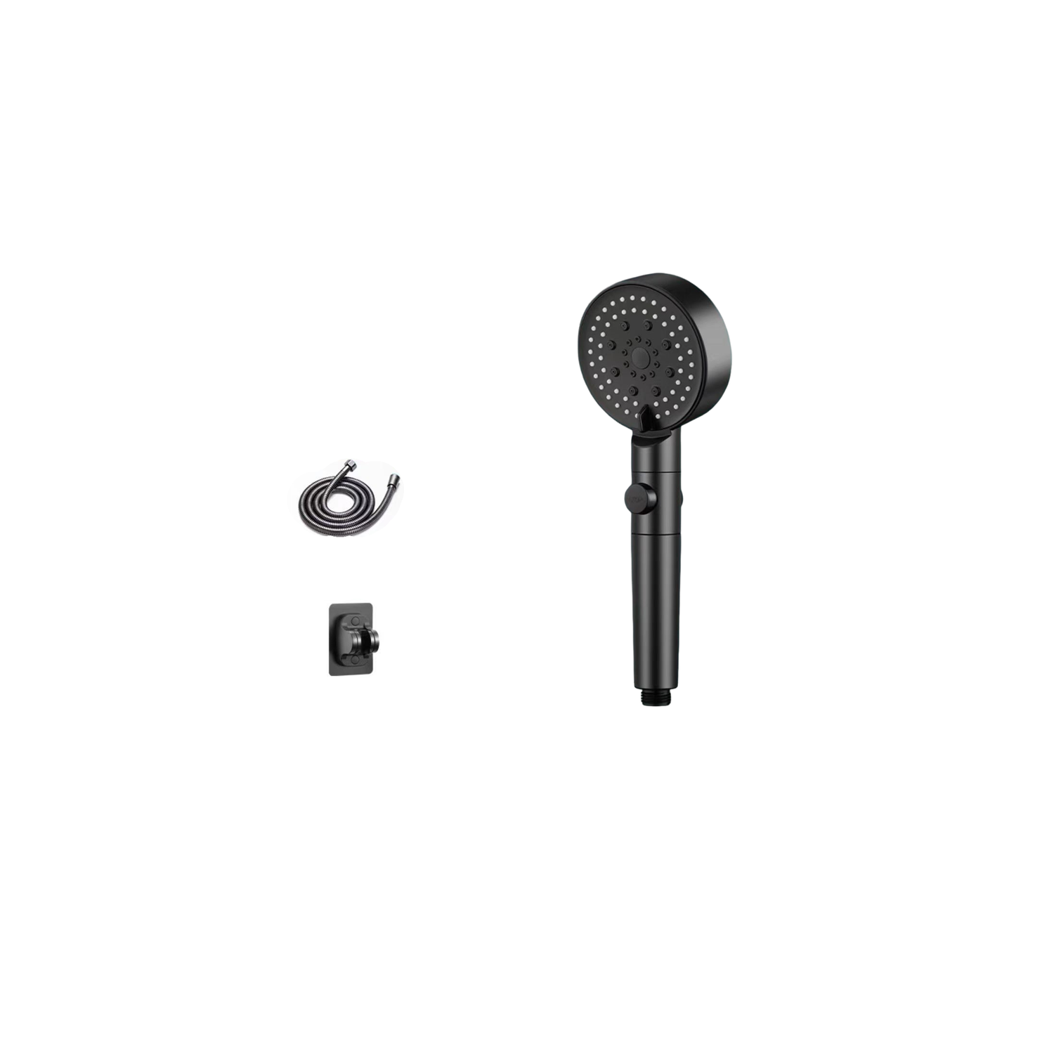 Shower head adjustable high pressure water saving shower head water massage shower head with one button stop function for bathroom accessories, black