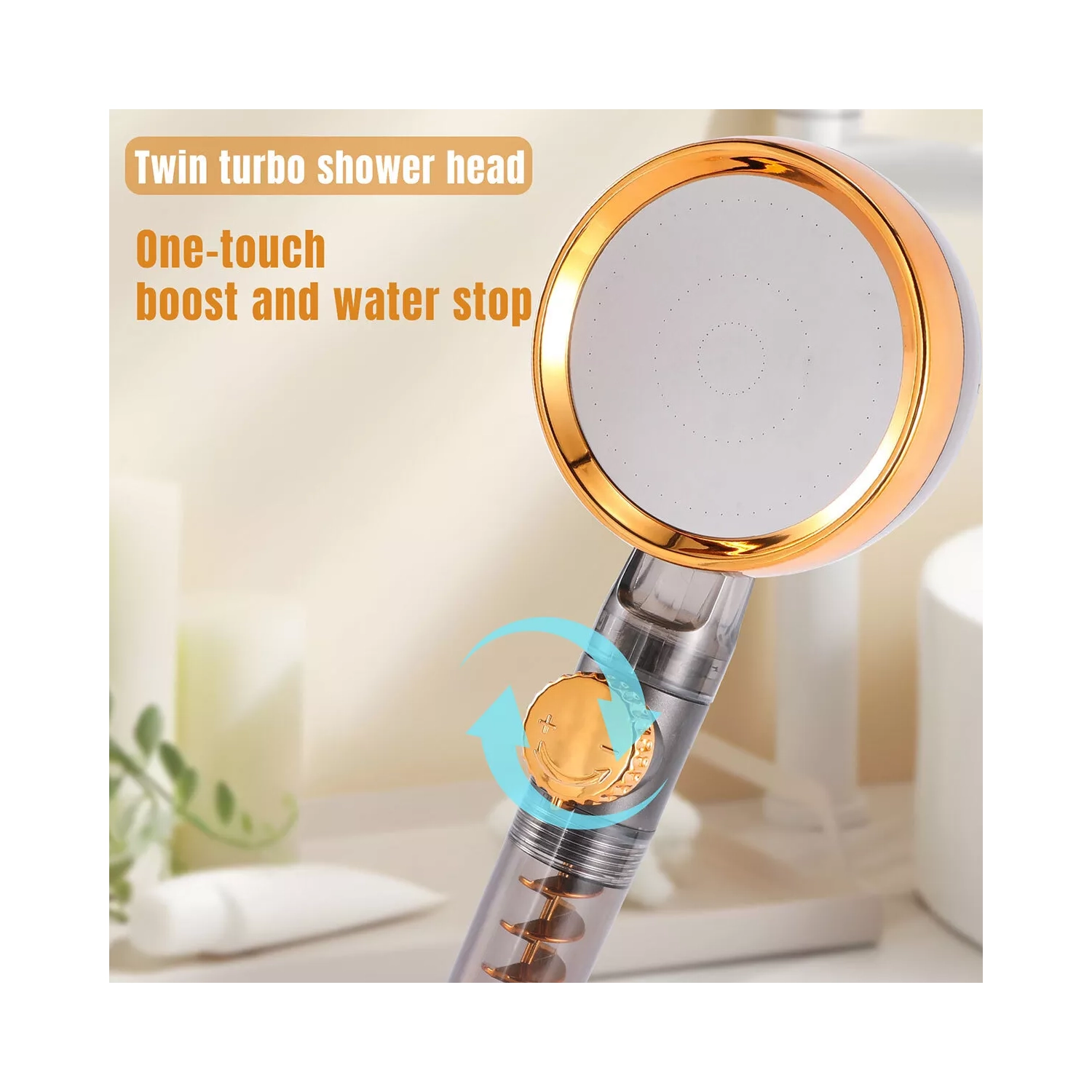 pomme de douche rotative à 360° dans la salle de bain avec turbine haute pression pomme de douche