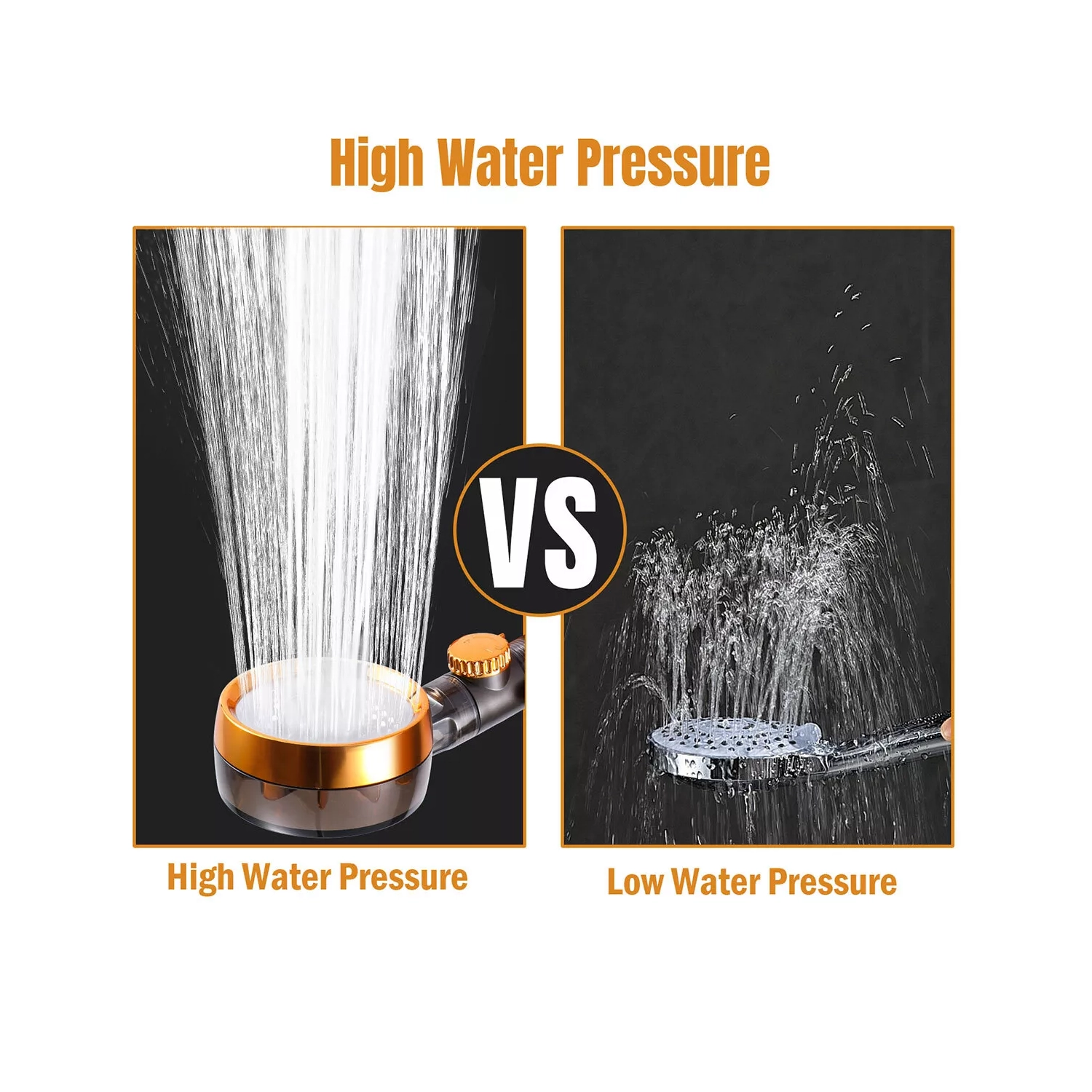 pomme de douche rotative à 360° dans la salle de bain avec turbine haute pression pomme de douche