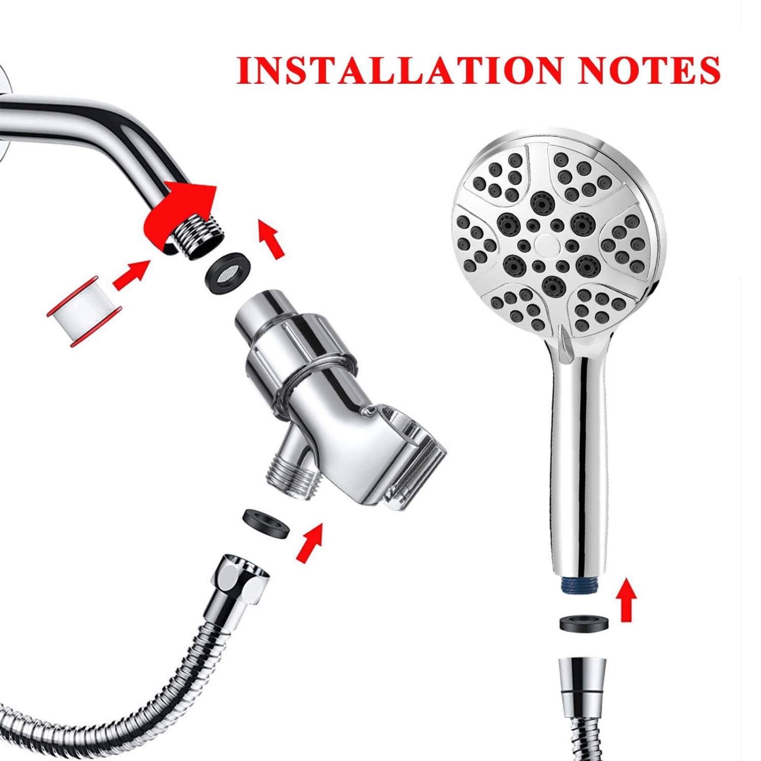 Handheld shower shower head American style seven-speed double spray gun silicone water shower booster universal - silver