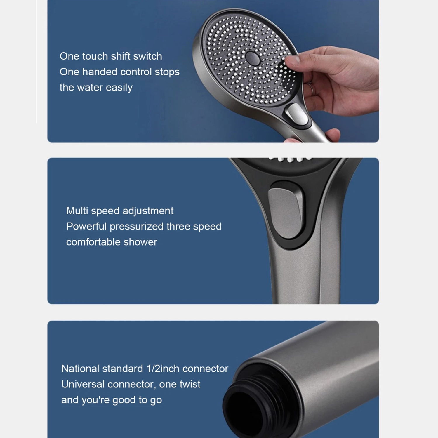 Shower soft light silicone booster handheld large shower nozzle booster large water flow spray shower nozzle large shower