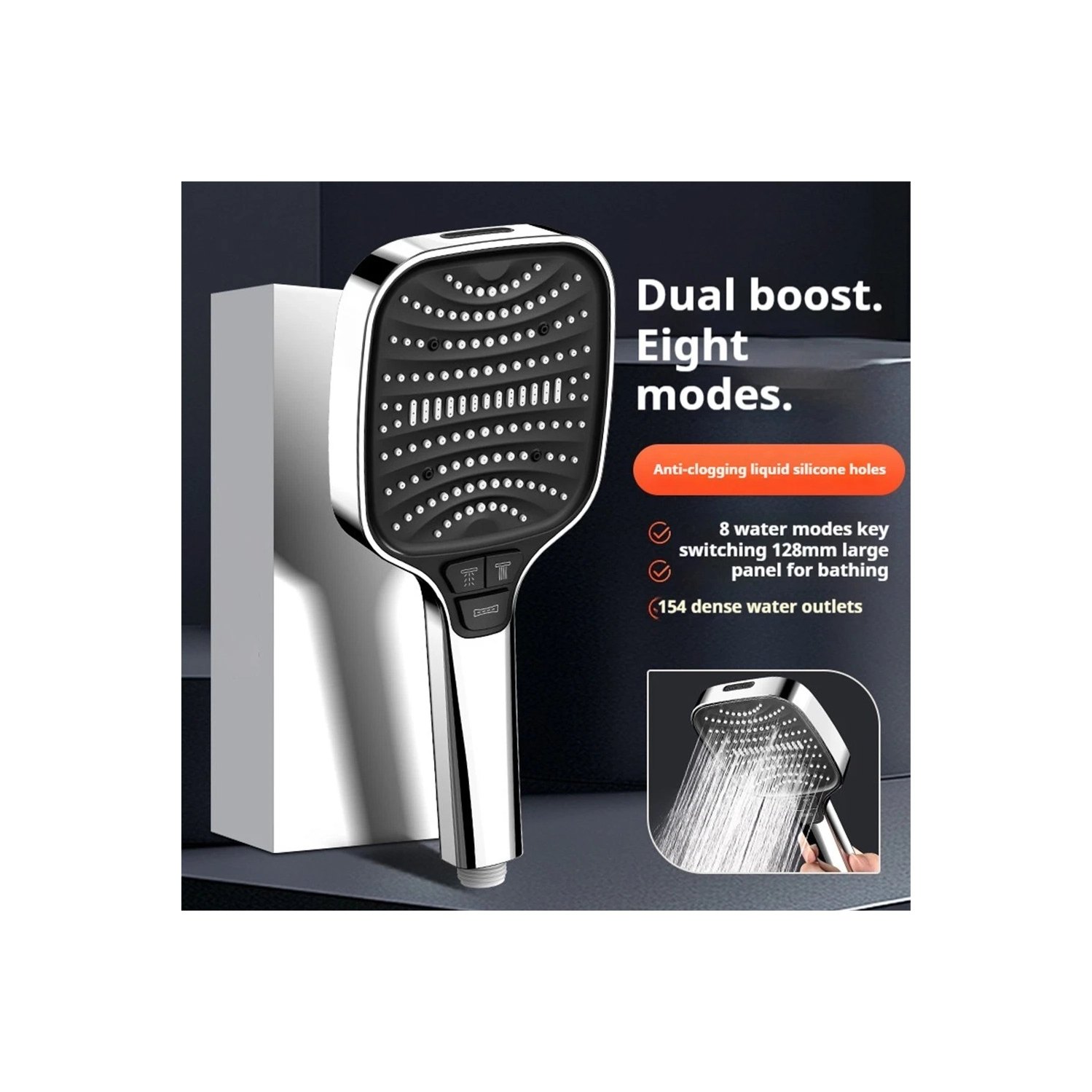 Supercharged shower head Super strong shower water heater Handheld pressurized headShower head only