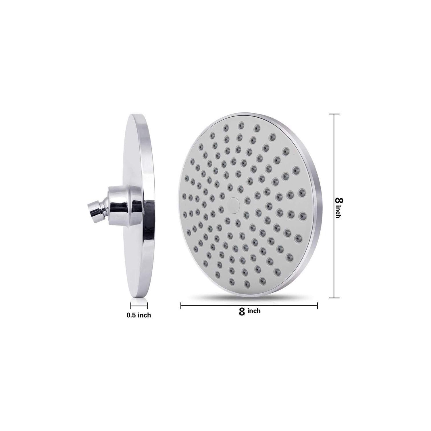 Chrome Bathroom Shower Round Shower Head Replacement Polished High Pressure Shower Head 8 Inch Rain Shower Head Adjustable Bathroom Shower Head