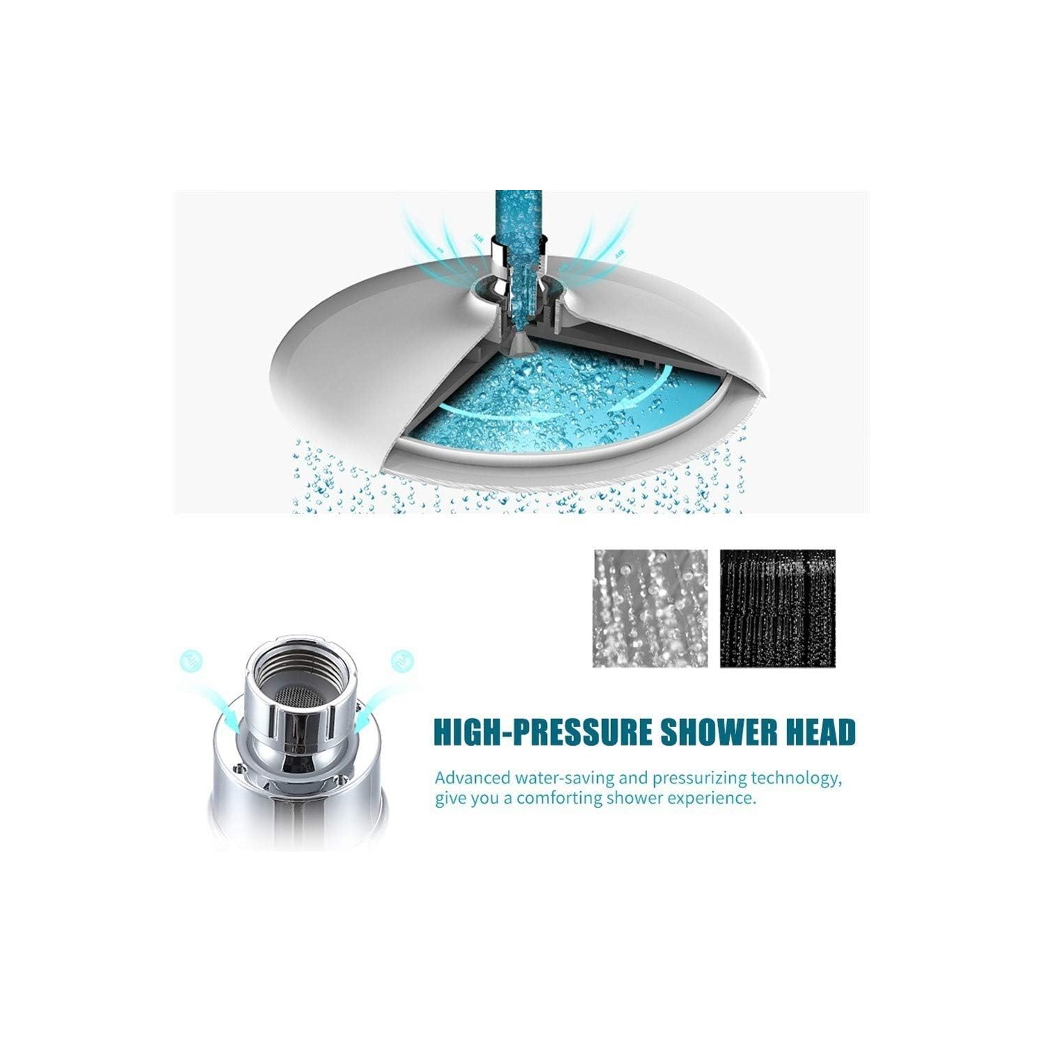 Chrome Bathroom Shower Round Shower Head Replacement Polished High Pressure Shower Head 8 Inch Rain Shower Head Adjustable Bathroom Shower Head